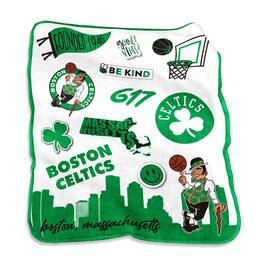 Logo Brands - Boston Celtics 50'' x 60'' Native Raschel Plush Throw Blanket - Multicolor