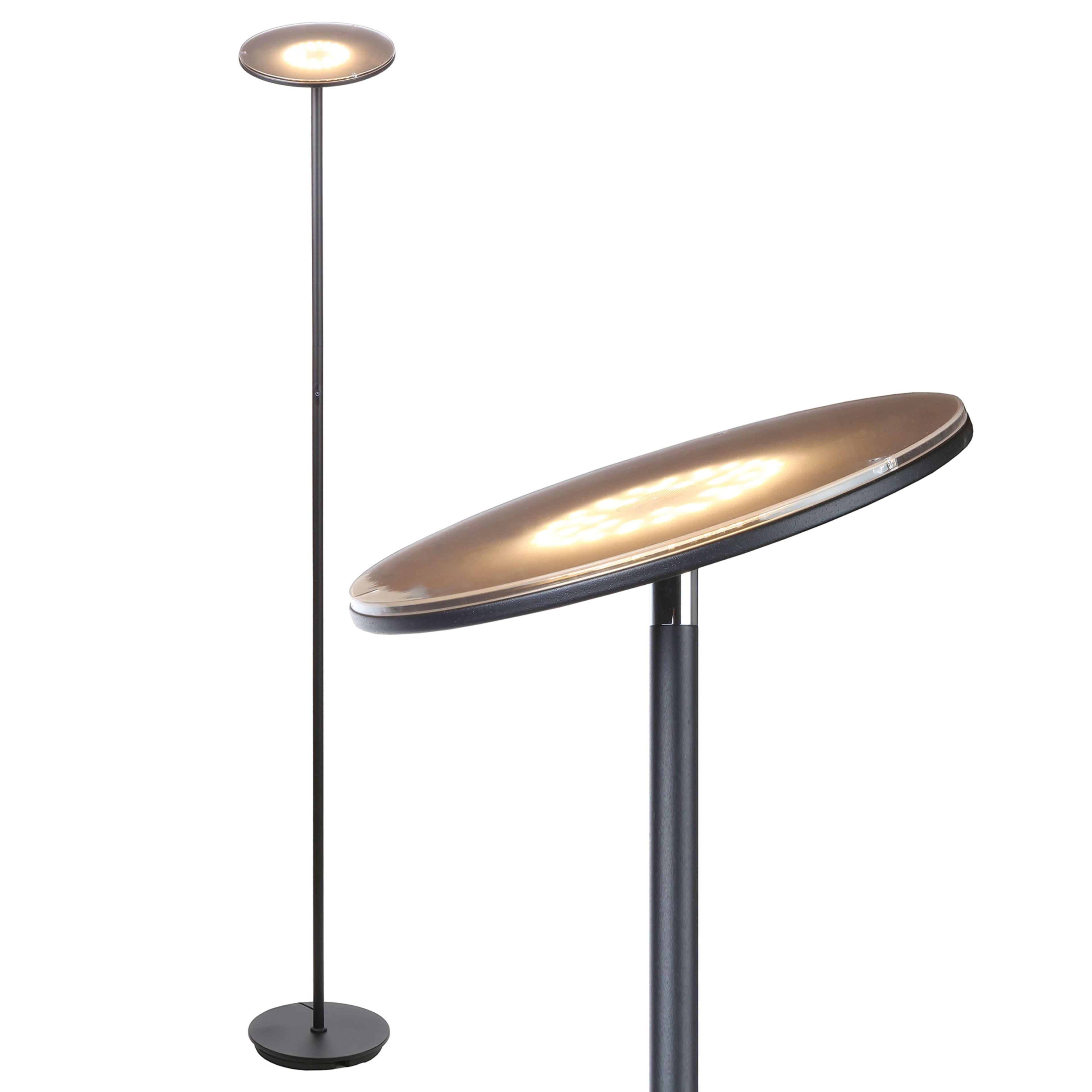 Brightech - Sky Flux LED Modern Industrial Torchère Dimmable Super Bright Floor Lamp with Built-in Adjustable Head Tilt - Classic Matte Black