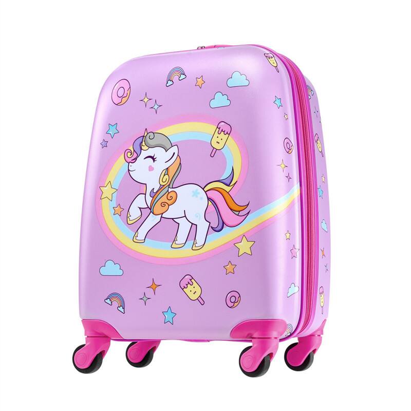 Alt View 4. HTUTWOO - Kids Luggage 5-Piece Set (18") - Hardside Rolling Suitcase with Backpack & U-Shape Pillow, Unicorn Design for Girls Boys - Pink.