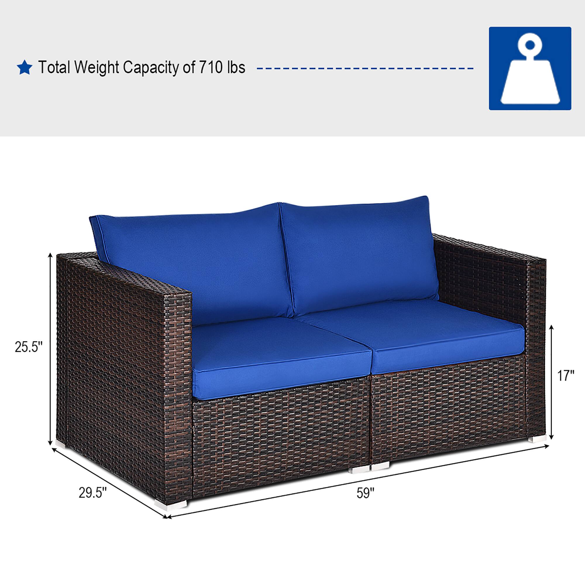 Total Weight Capacity of 710 lbs

25.5"  
17"  
29.5"  
59"