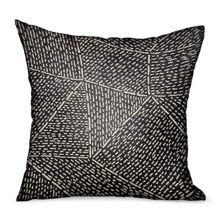 Front. Plutus Brands - Onyx Way Geometric Luxury Outdoor Indoor Throw Pillow Double sided 16" x 16" - Gray.