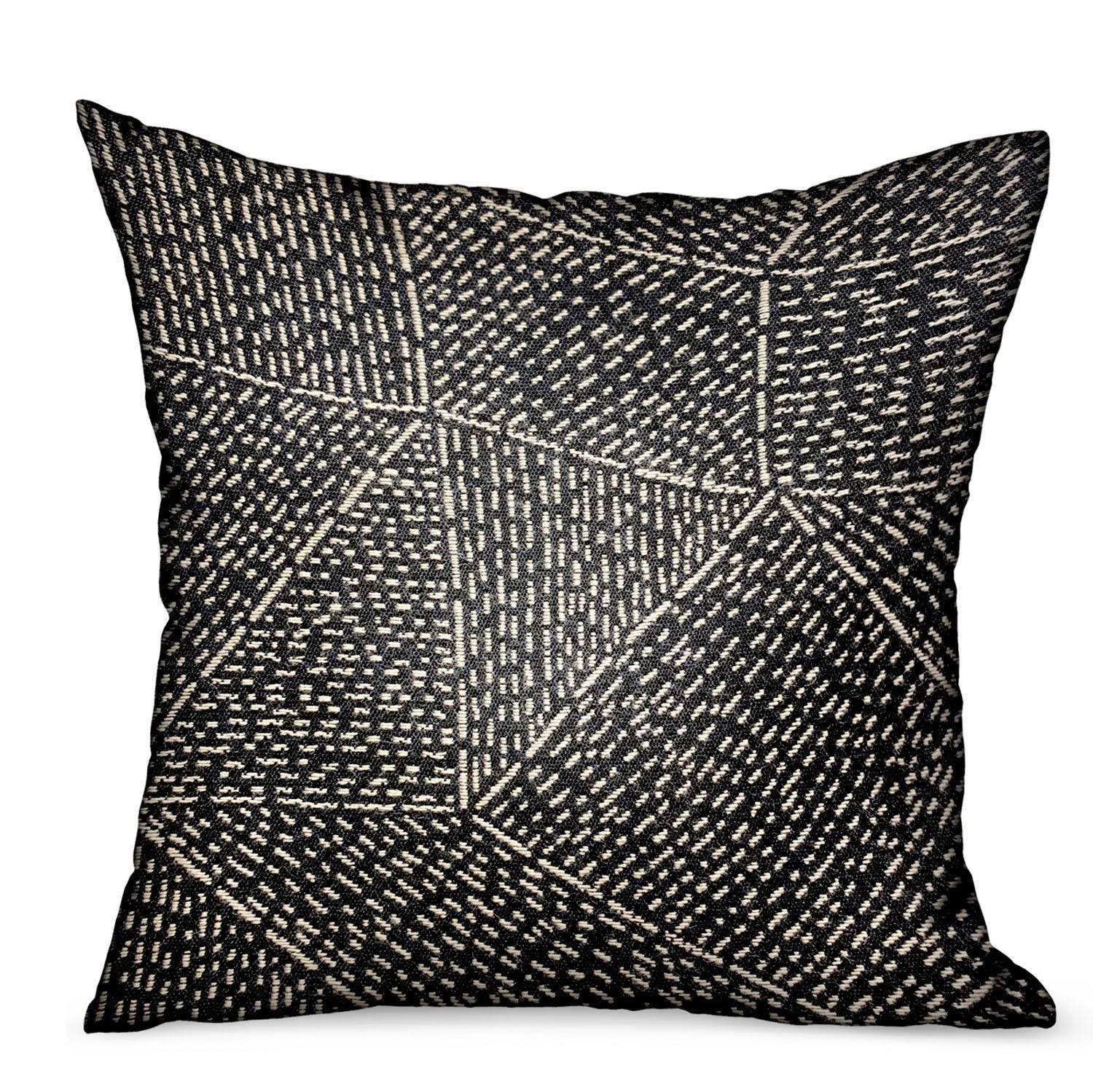 Front. Plutus Brands - Onyx Way Geometric Luxury Outdoor Indoor Throw Pillow Double sided 16" x 16" - Gray.
