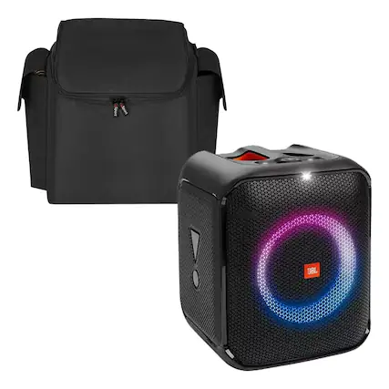 Front. JBL - JBL PartyBox Encore Essential Portable Party Speaker with gSport Carrying Bag - Black.