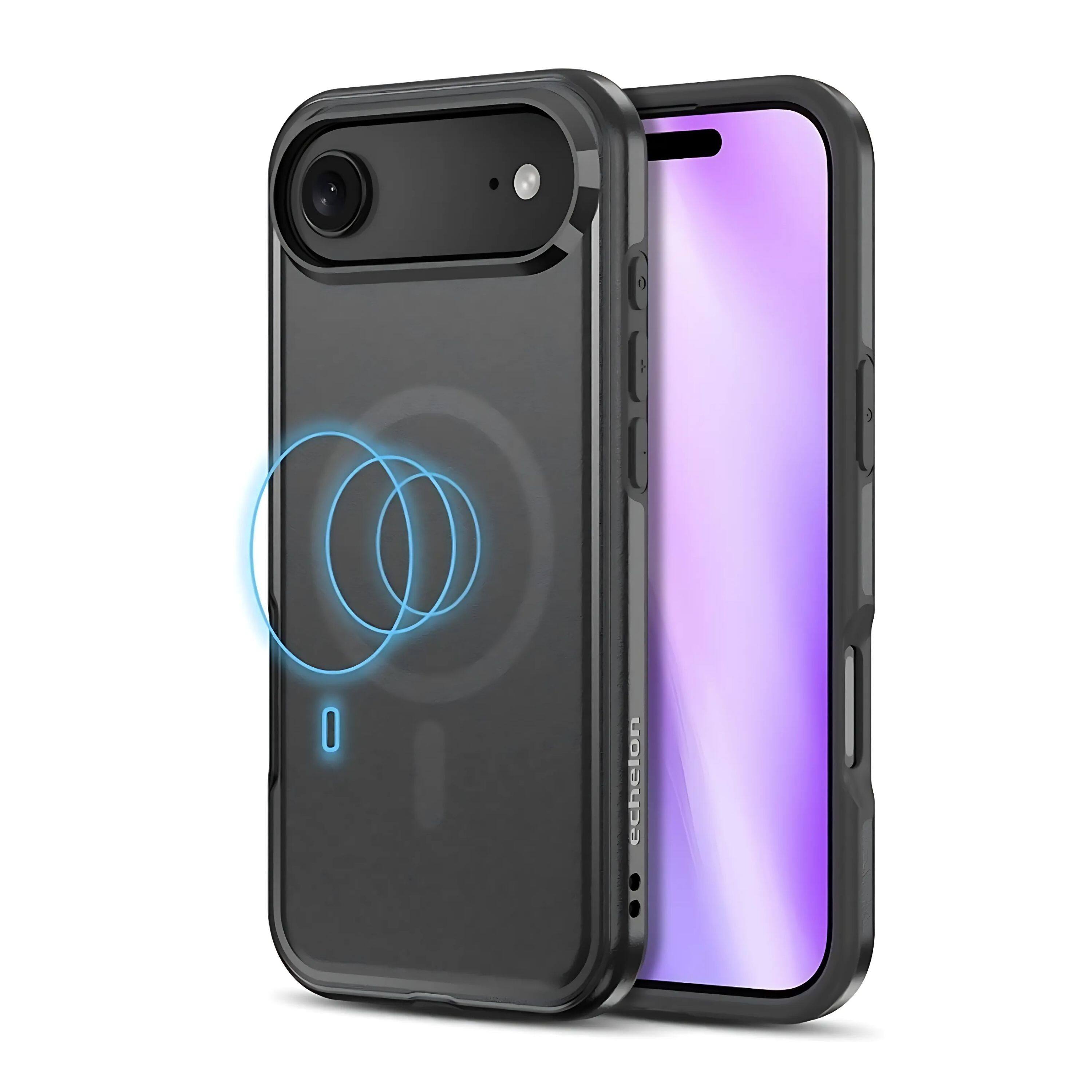 Angle. Kitcheniva - Wireless Magnetic Charging Compatible Case For iPhone 17 Air - Black.