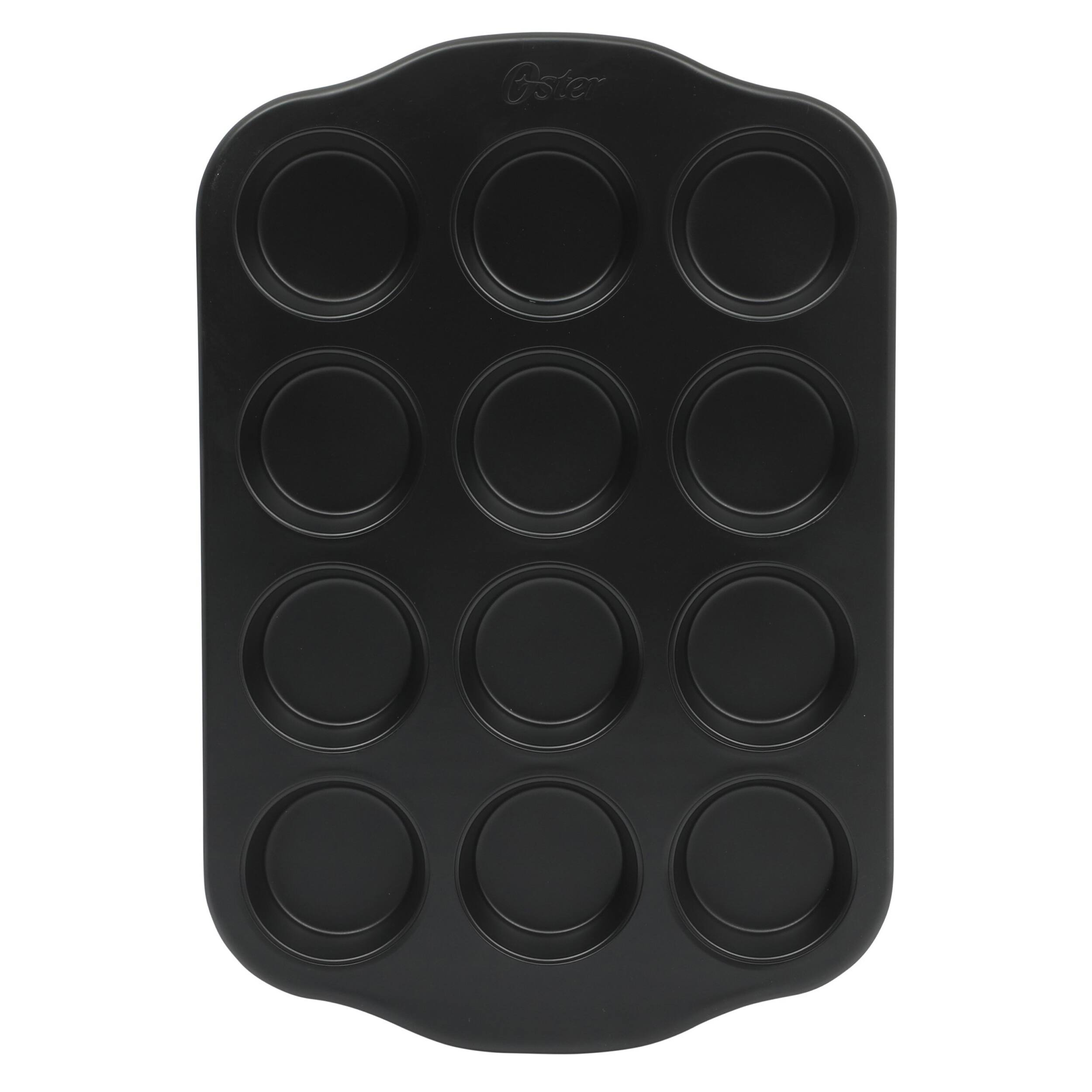 Alt View 2. Oster - Oster Teston Platinum Collection 12 Cup Nonstick Carbon Steel Muffin Pan in Matte Black - Matte Black.