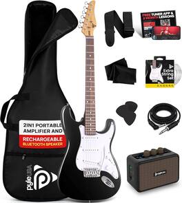Pyle - Left-Handed Electric Guitar Kit with Amp, Full Size 39" with Accessories, ( Lefty) - PEGKT400NTLFT - Natural