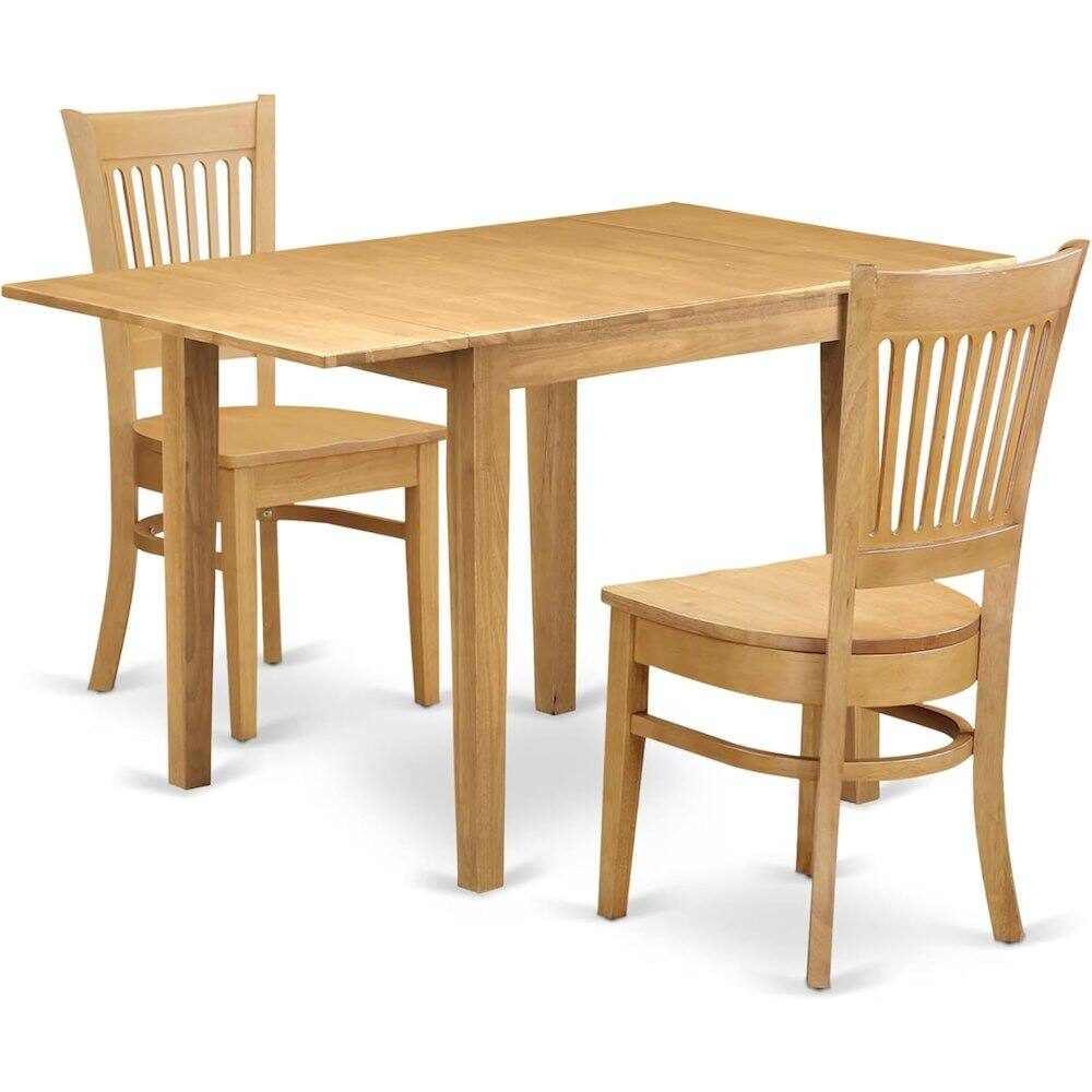 Alt View 3. FurniFact - Solid Wood Small Dining Table for 2 with Chairs - Brown.
