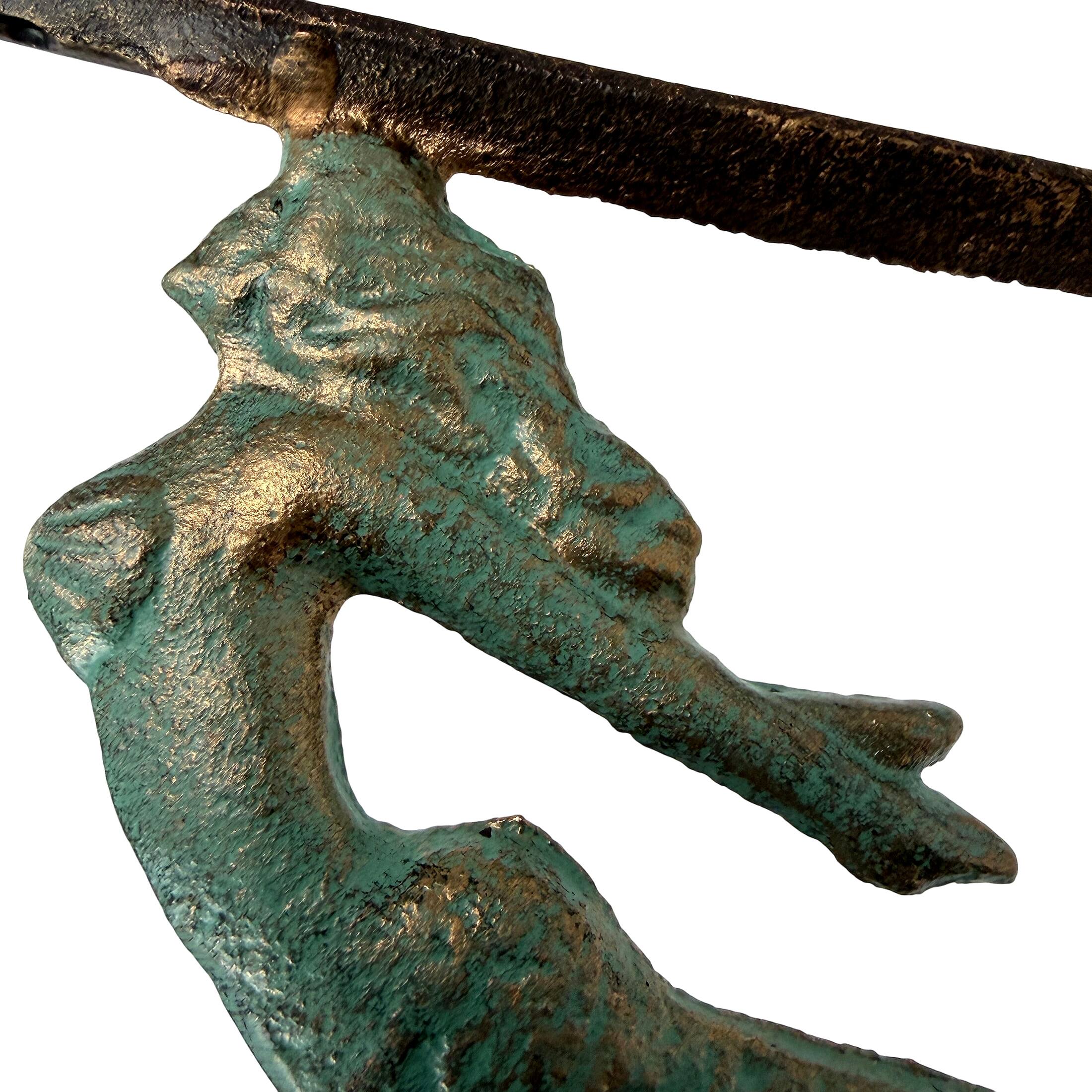 Alt View 2. Zeckos - Cast Iron Swimming Mermaid Wall Shelf Bracket Coastal Decor Set of 2, Verdigris and Bronze - Bronze.