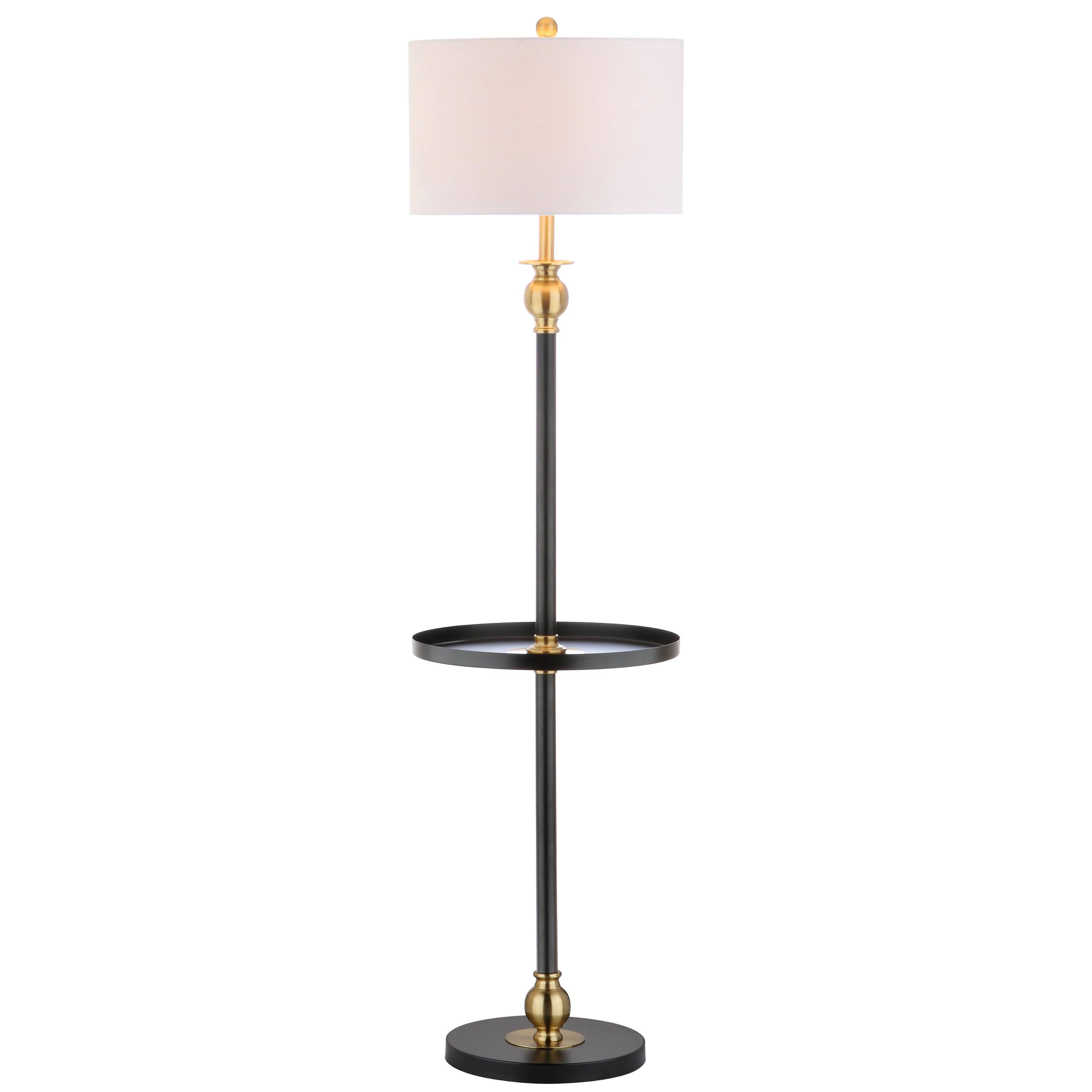 Front. Jonathan Y - Evans 61" Metal LED End Table Floor Lamp, Black/Brass - Black/Gold.