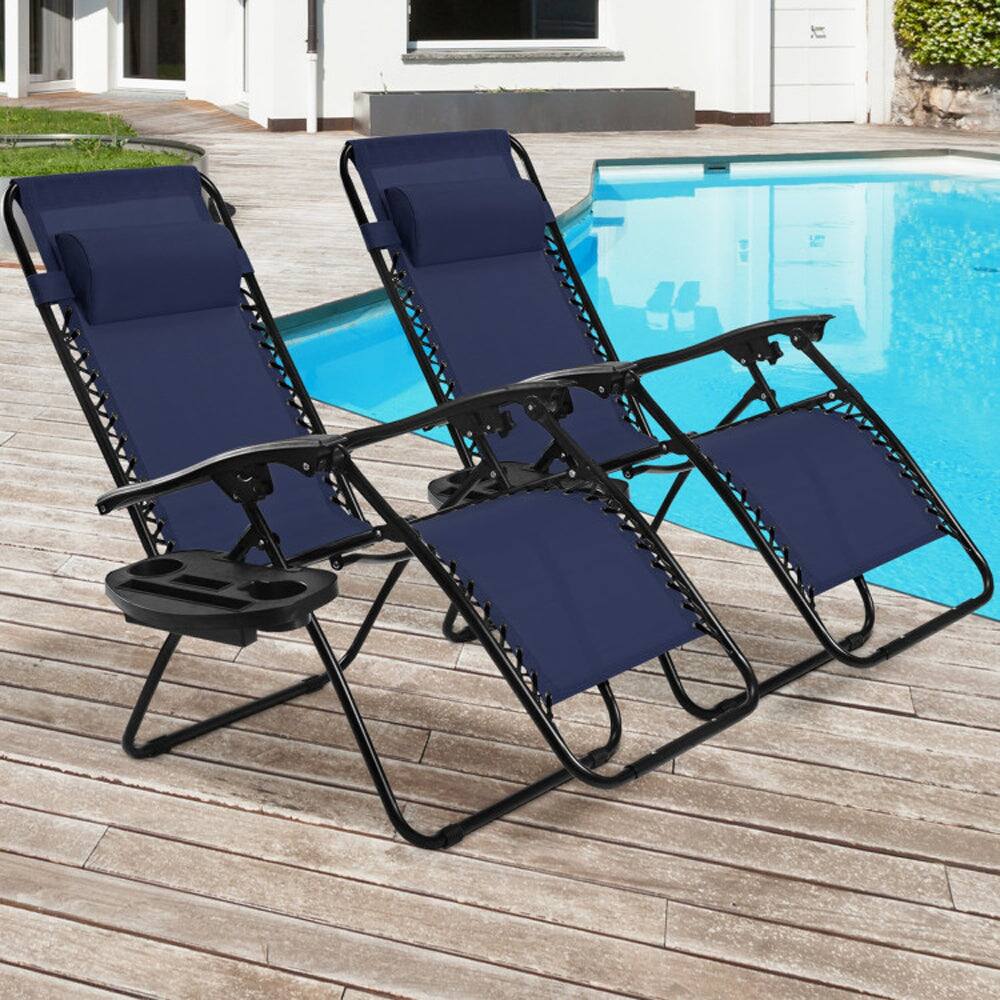 Alt View 8. Boyel Living - 2 Pieces Folding Lounge Chair with Zero Gravity - Navy.