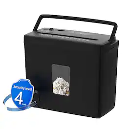 PRIMEPLUS - Cross Cut Paper Shredder P-4 Level Security Shreds 5 Sheet Jam Proof 2.38-Gallon Basket for Home Office Tax Documents