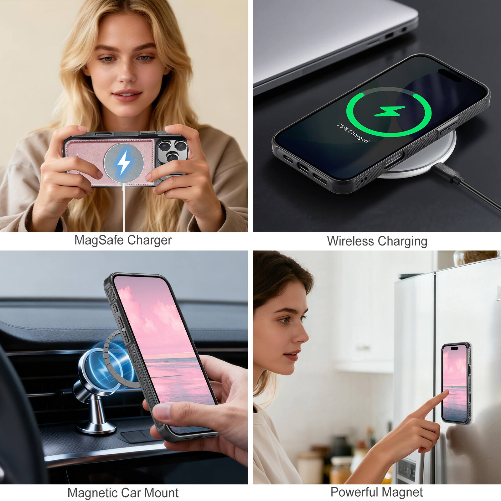 75% Charged  
MagSafe Charger  
Wireless Charging  
Magnetic Car Mount  
Powerful Magnet