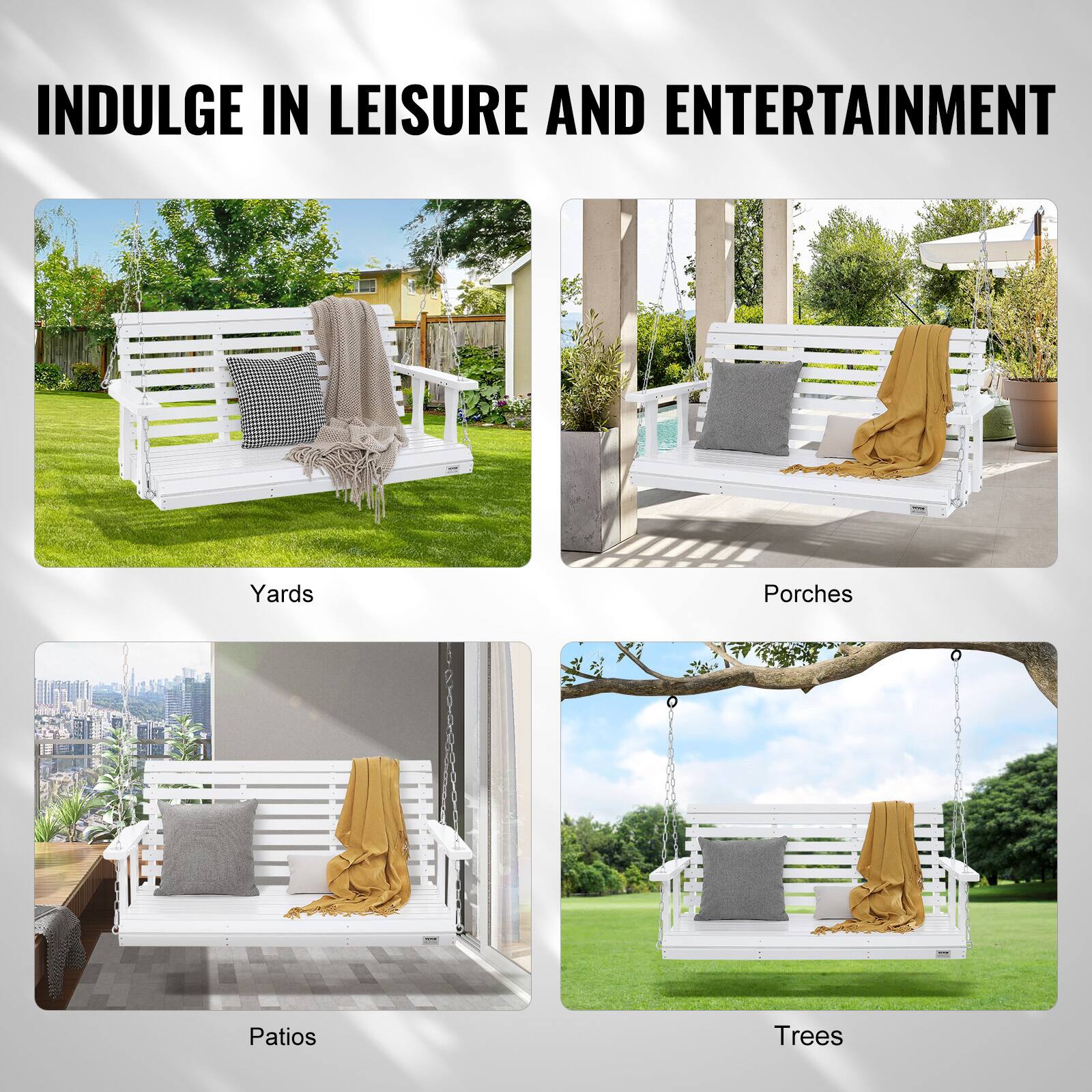 INDULGE IN LEISURE AND ENTERTAINMENT

Yards  
Porches  
Patios  
Trees