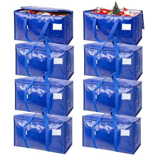 Front. Vulpecula Spade - 8 Pack Extra Large Moving Bags with Zippers & Carrying Handles, Heavy-Duty Storage Tote Moving Boxes for Space Saving (8 - Blue.
