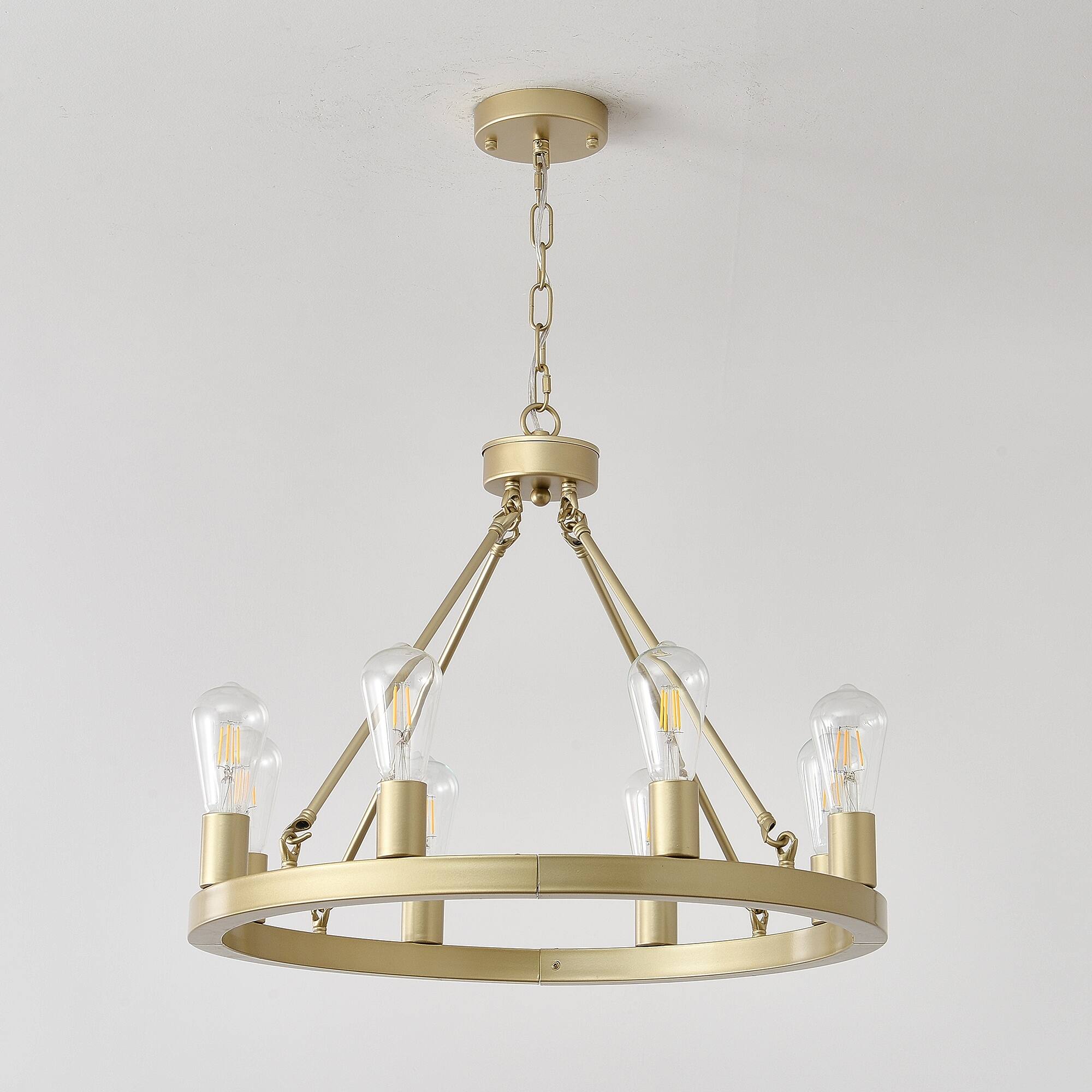 Alt View 2. Boyel Living - 8 Light No Bulbs Gold Wagon Wheel Chandelier with Light E26.