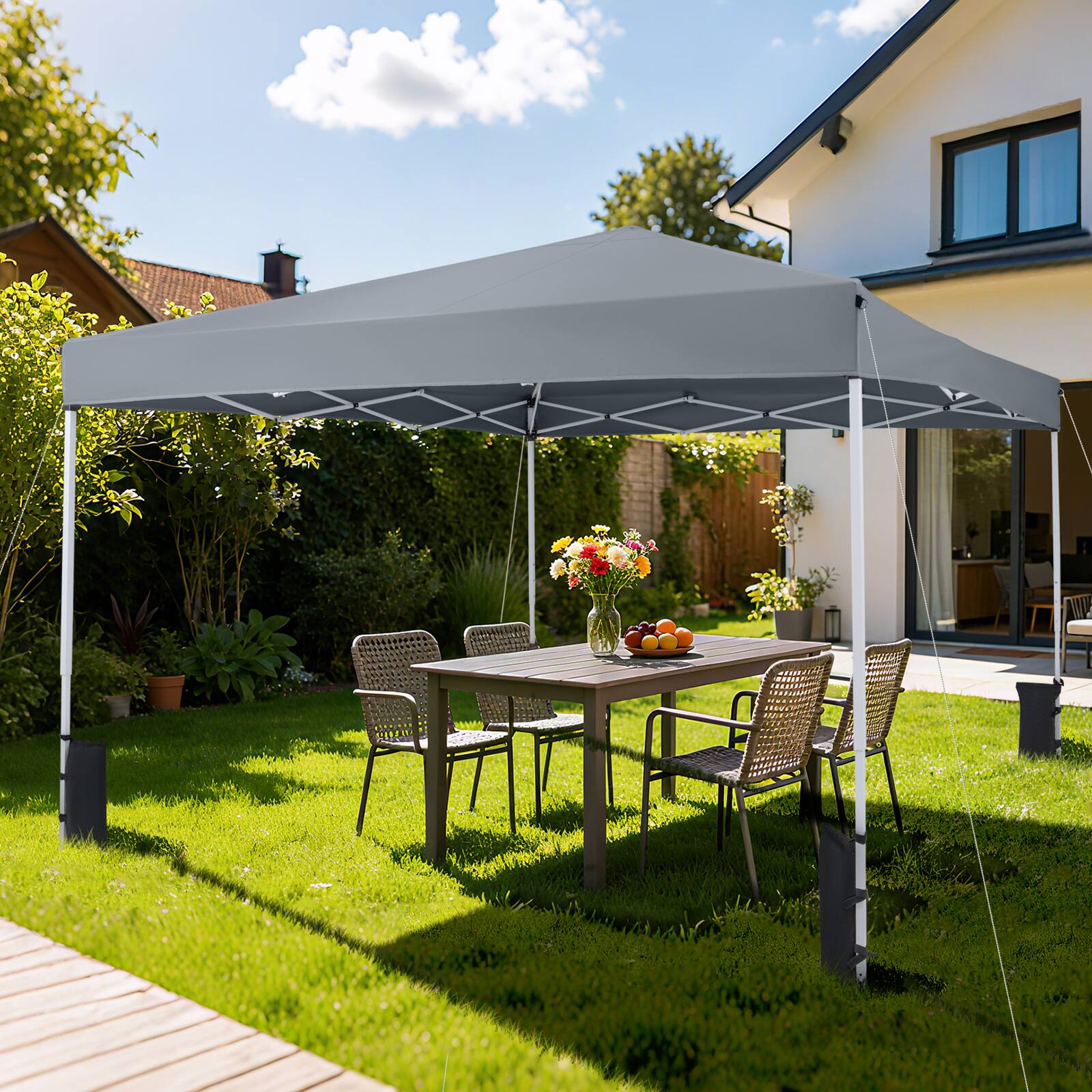 Alt View 1. Gymax - Gymax 10 x 10 FT Pop up Canopy Tent w/Carrying Bag 4 Sandbags 8 Stakes 4 Wind Ropes Grey - Gray.