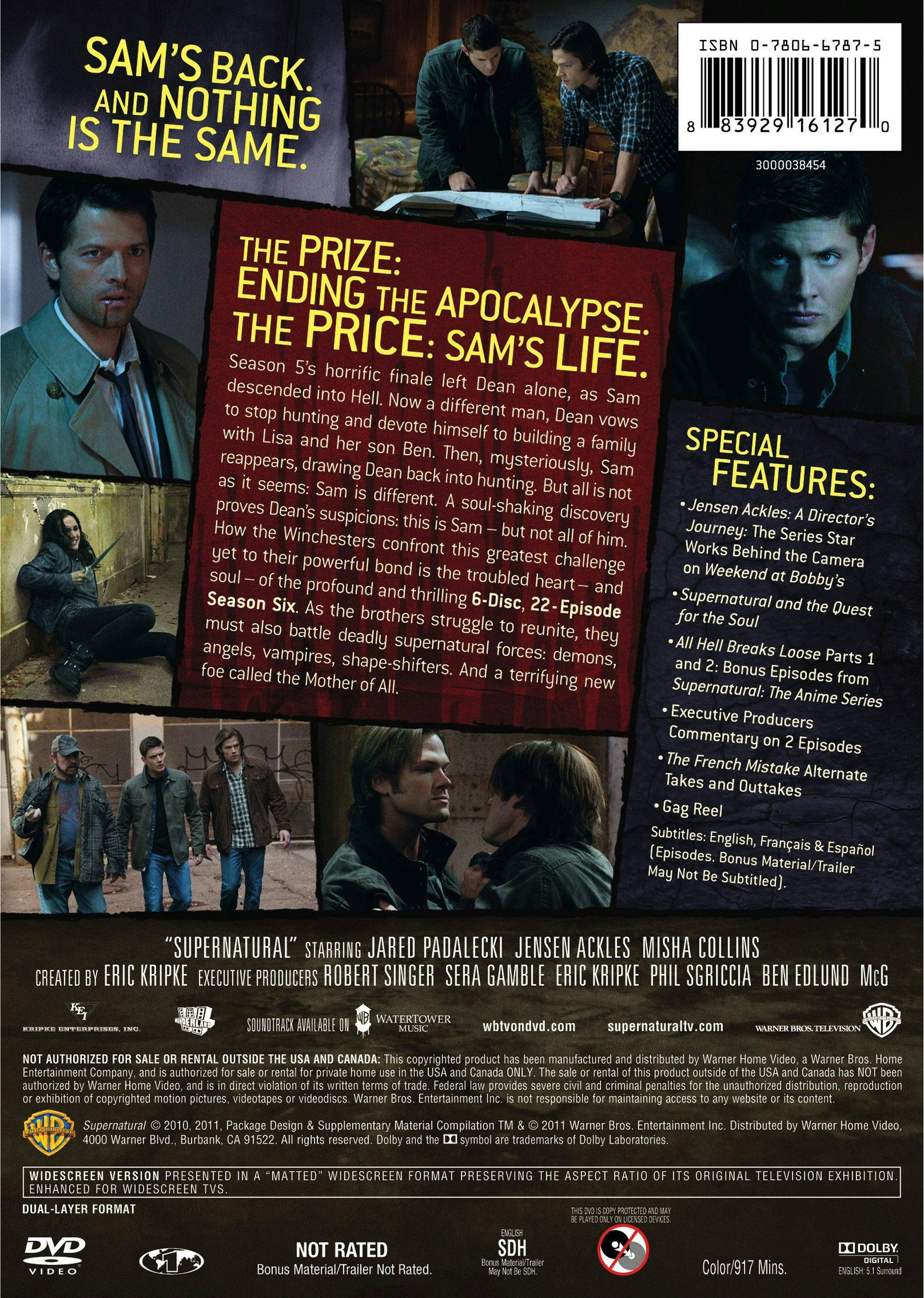 Angle. Supernatural: The Complete Sixth Season (Box Set) [DVD].