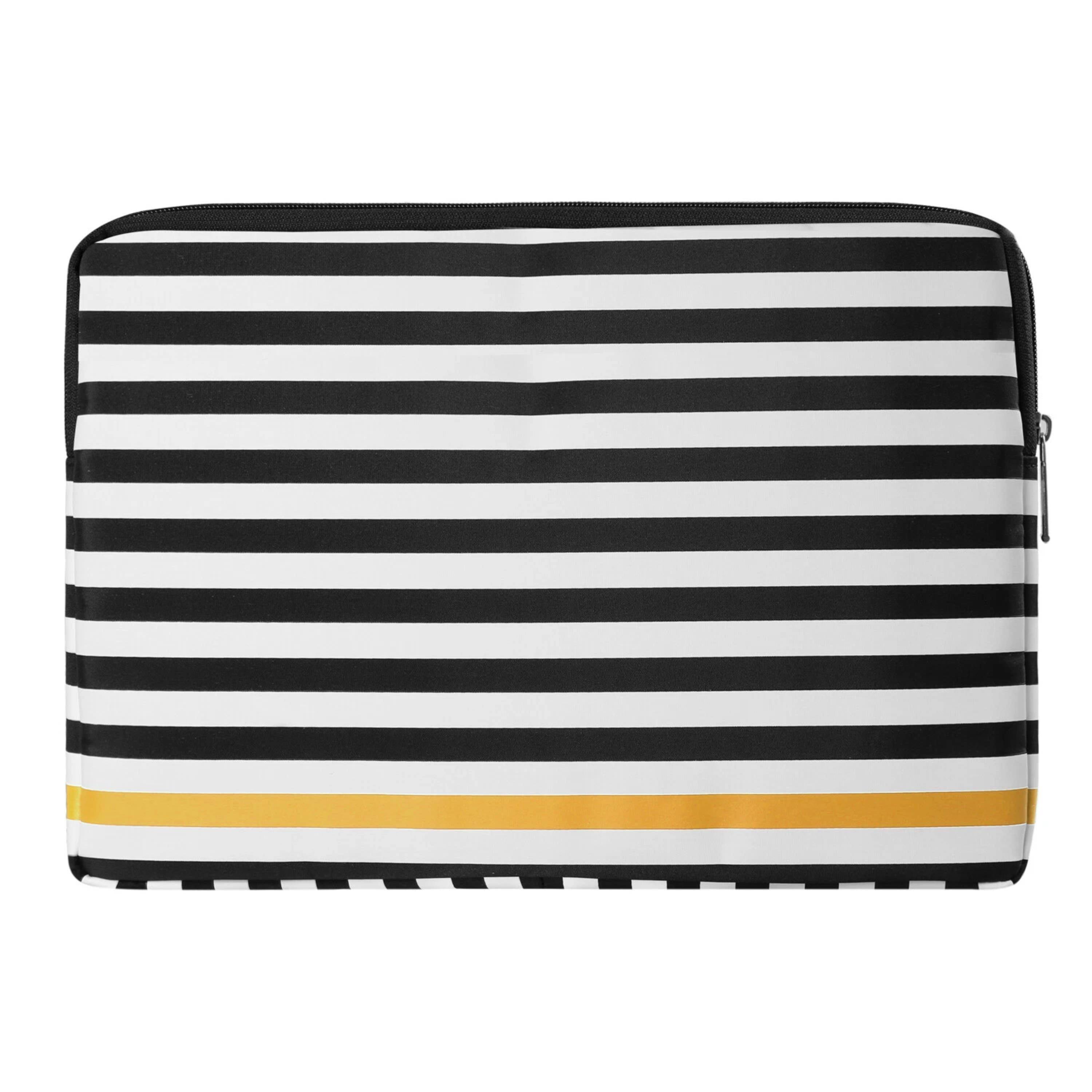 Angle. Kitcheniva - Leather Laptop Sleeve Case Bag For 12" Laptop Black White Stripe/Yellow - Black White Stripe/Yellow.