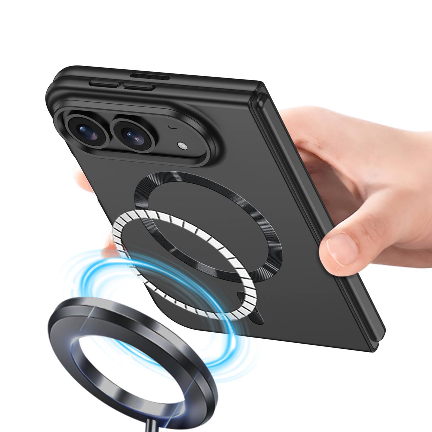 Alt View 1. Dteck - for Apple iPhone Duo Slim Magnetic Case with Front Screen Protector Shockproof Rugged Hard PC Wireless Charging Cover - Orange.