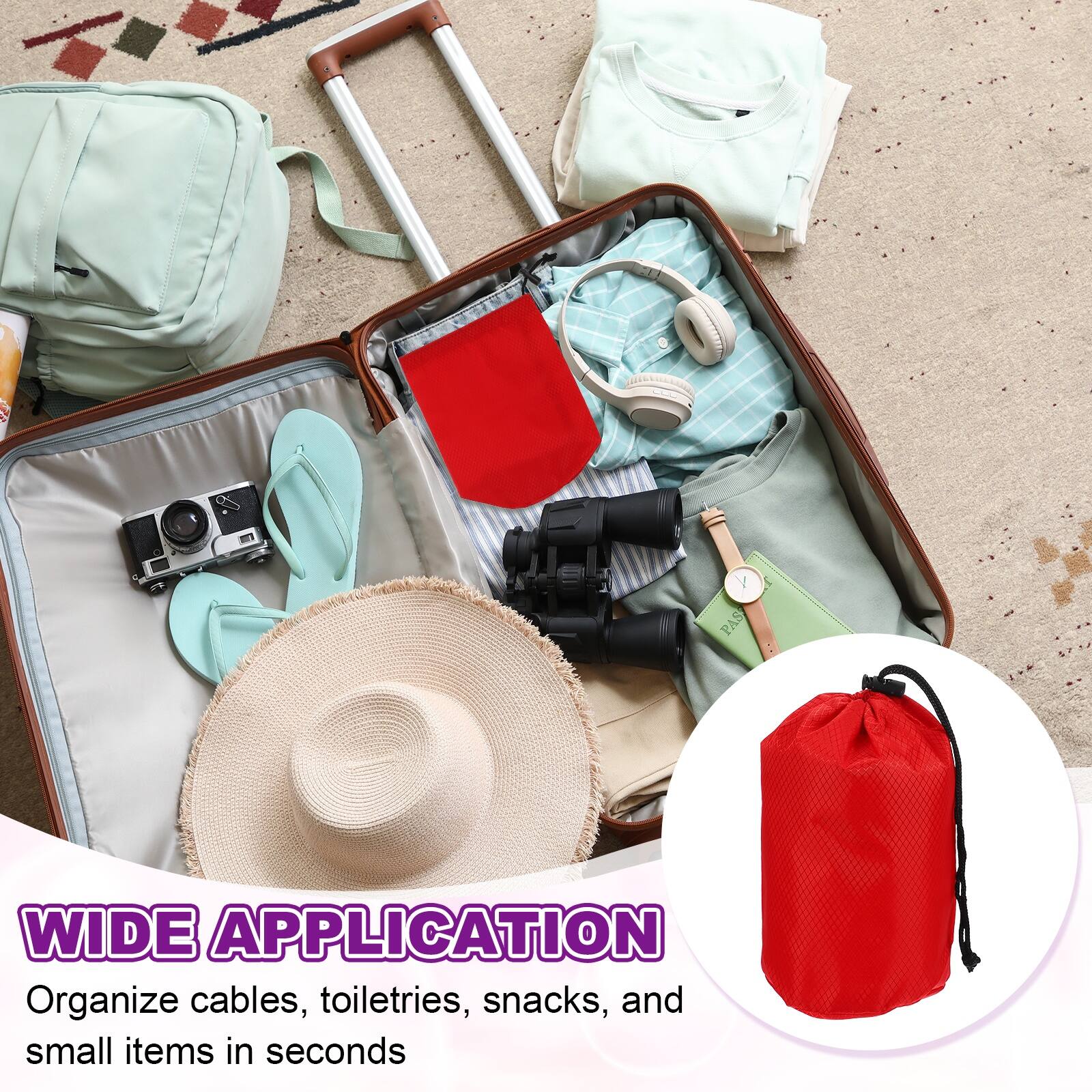 WIDE APPLICATION  
Organize cables, toiletries, snacks, and small items in seconds