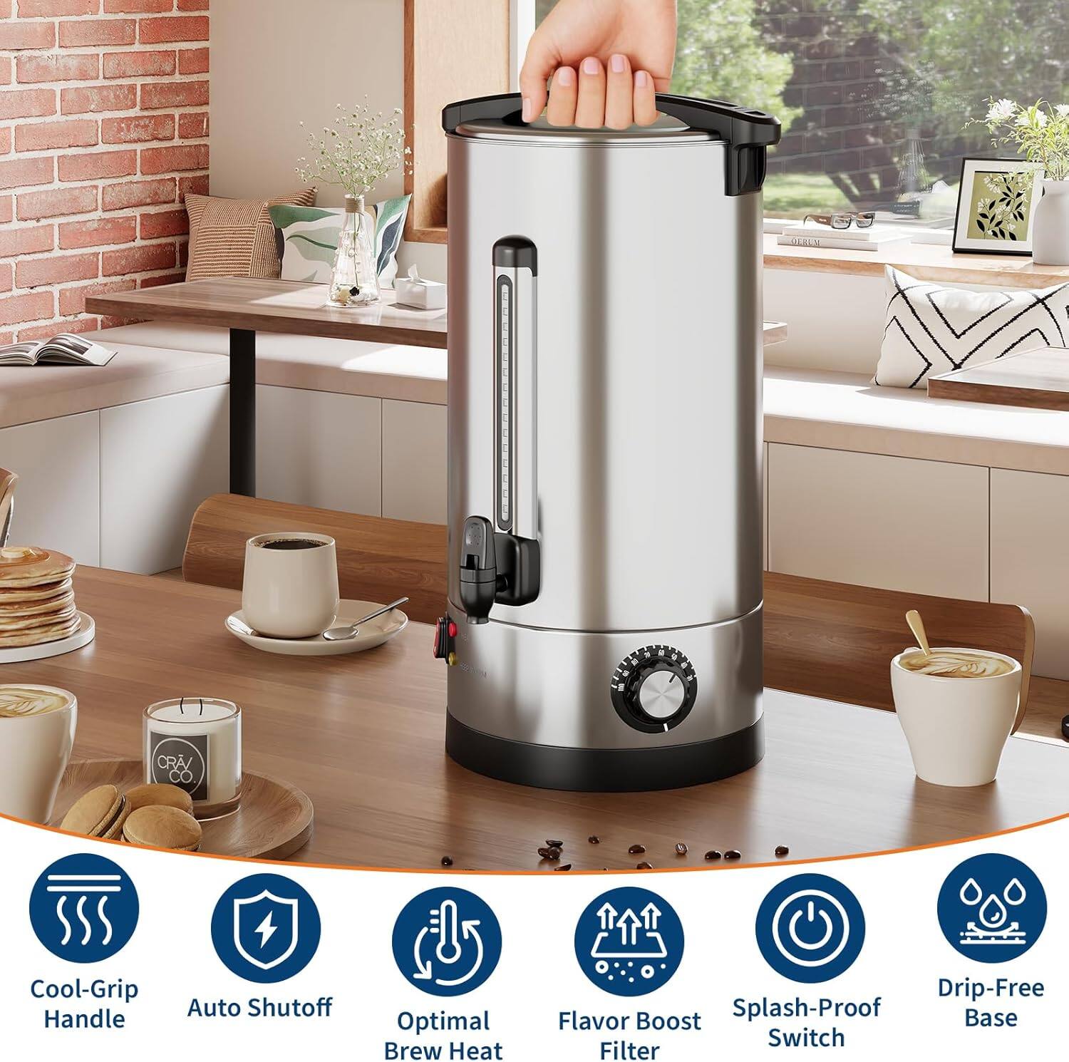 ULEEM Cool-Grip Handle Auto Shutoff Optimal Brew Heat Drip-Free Flavor Boost Splash-Proof Base Switch Filter