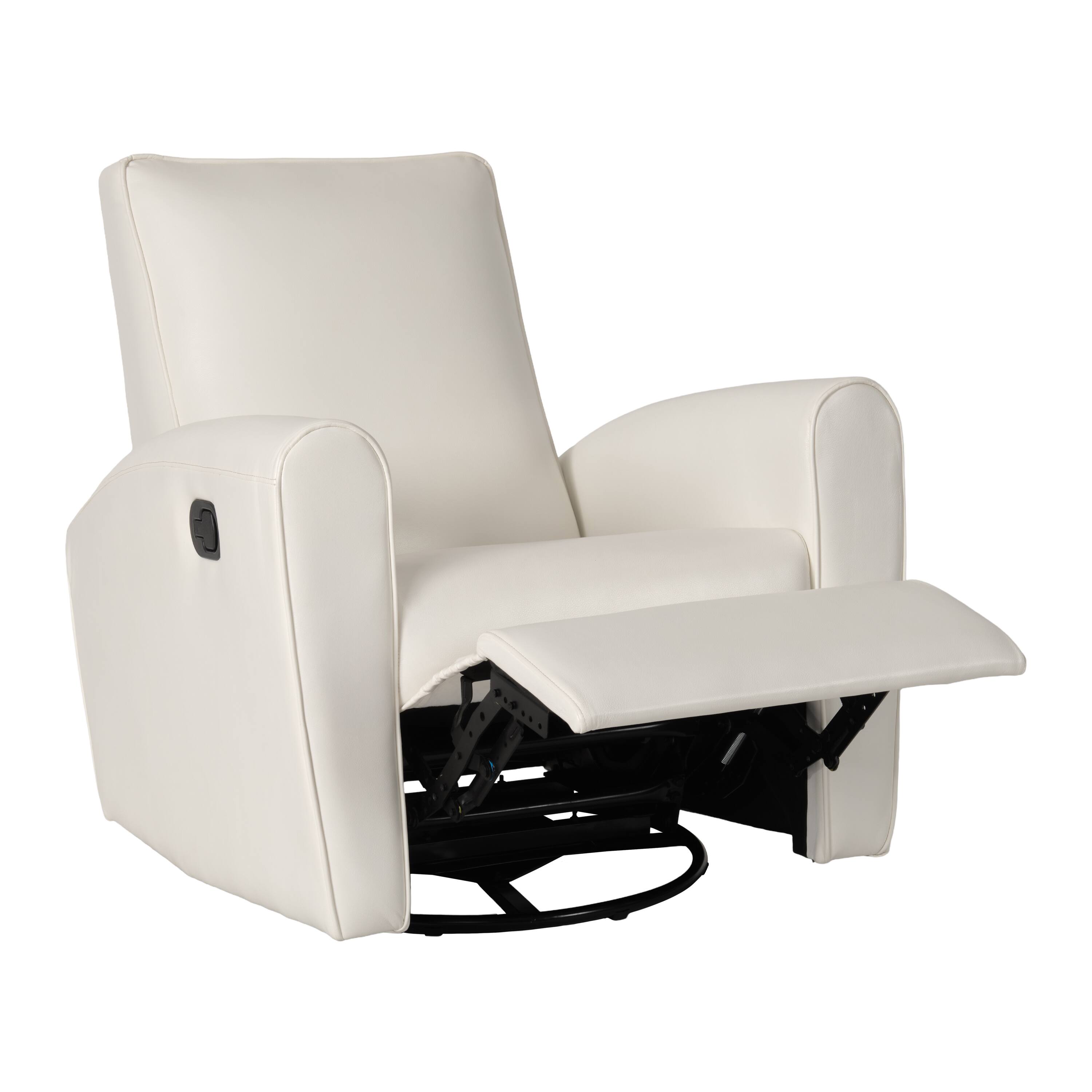 Alt View 4. CorLiving - Marin Faux Leather Upholstered Indoor Swivel Glider Manual Recliner with Steel and Engineered Wood Frame - White.