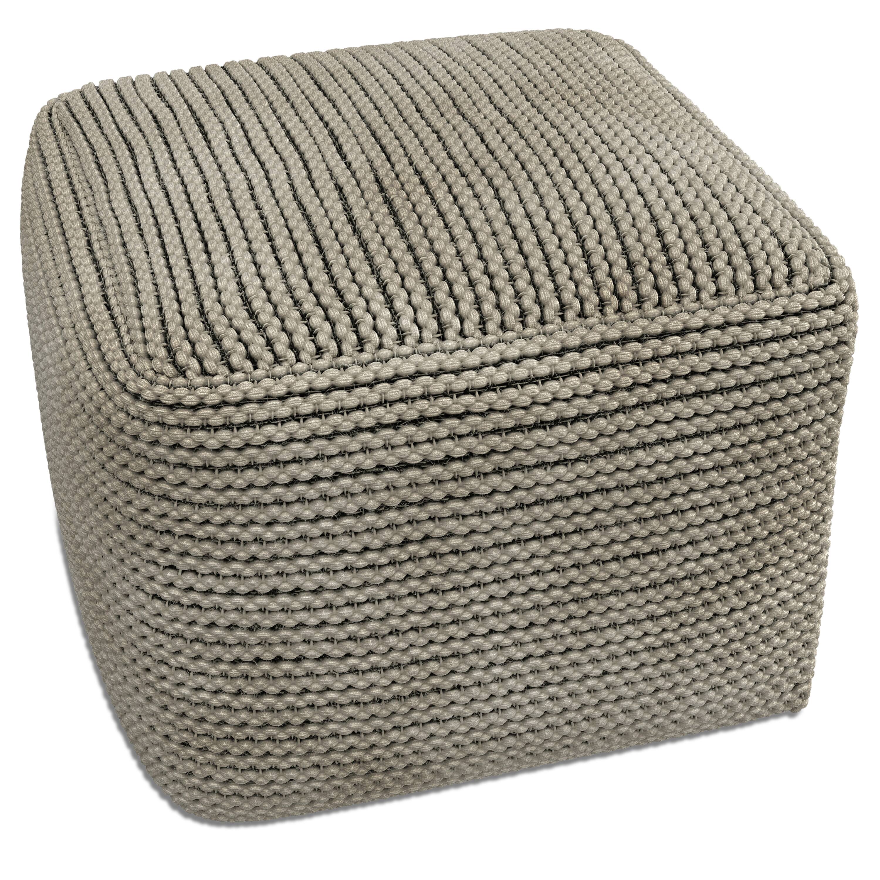 Alt View 1. Simpli Home - Eastmont Boho Square Pouf in Cream Polystyrene Filling - Cream.