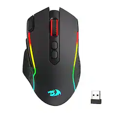 Front. REDRAGON - M810 MAX Wireless RGB Gaming Mouse 12000 DPI Remapping Keys - Black.