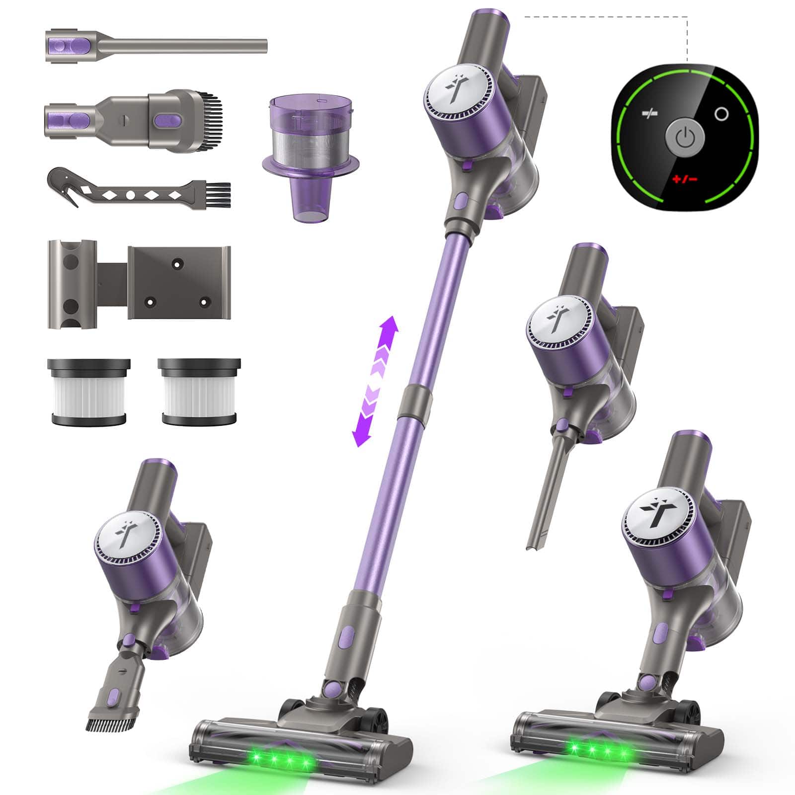Front. Teendow - 300W Cordless Stick Vacuum Cleaner, 50kPa Suction, Lightweight, 50mins Runtime, for Pet Hair, Carpet & Hardwood Floors - Lavender.