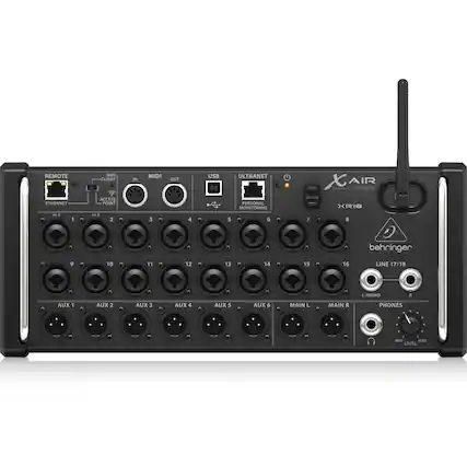 REMOTE + ETHERNET WIFI CLIENT ACCESS POINT IN MIDI OUT USB ULTRANET + PERSONAL MONITORING XAIR AIR encme XR18 1 HI-Z 2 3 4 5 6 7 8 9 10 11 12 13 14 15 16 LINE 17/18 L/MONO AUX 1 AUX 2 AUX 3 AUX 4 AUX 5 AUX 6 MAIN L MAIN R PHONES -IN MIN/MAX LEVEL
