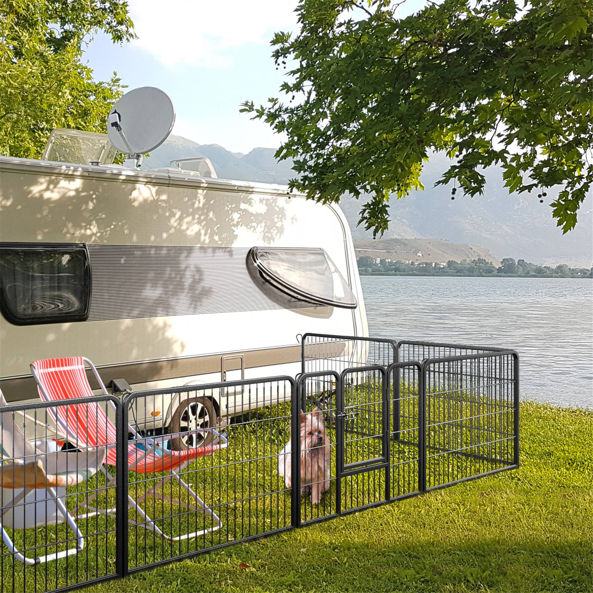 Alt View 3. Gymax - Gymax Dog Playpen Indoor Outdoor 8 Panel 24'' Height Pet Fence for Puppy w/ Door.