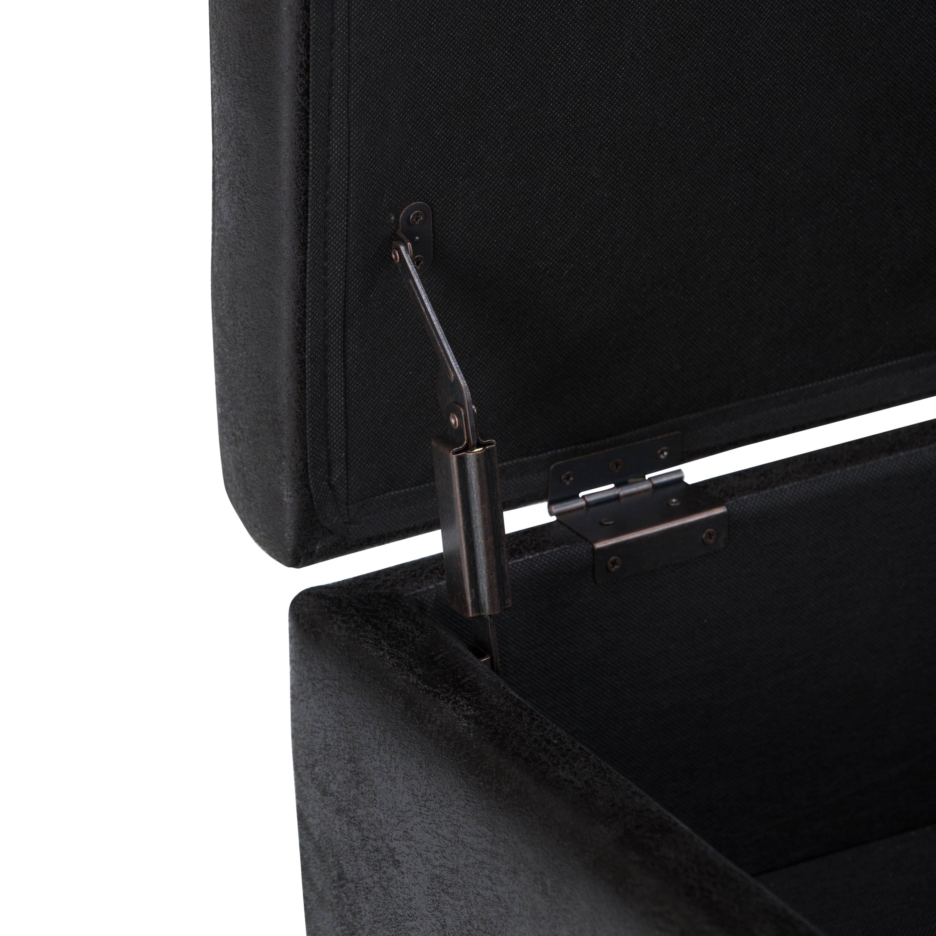 Alt View 12. Simpli Home - Owen 34 inch Wide Mid Century Modern Rectangle Coffee Table Storage Ottoman - Distressed Black.