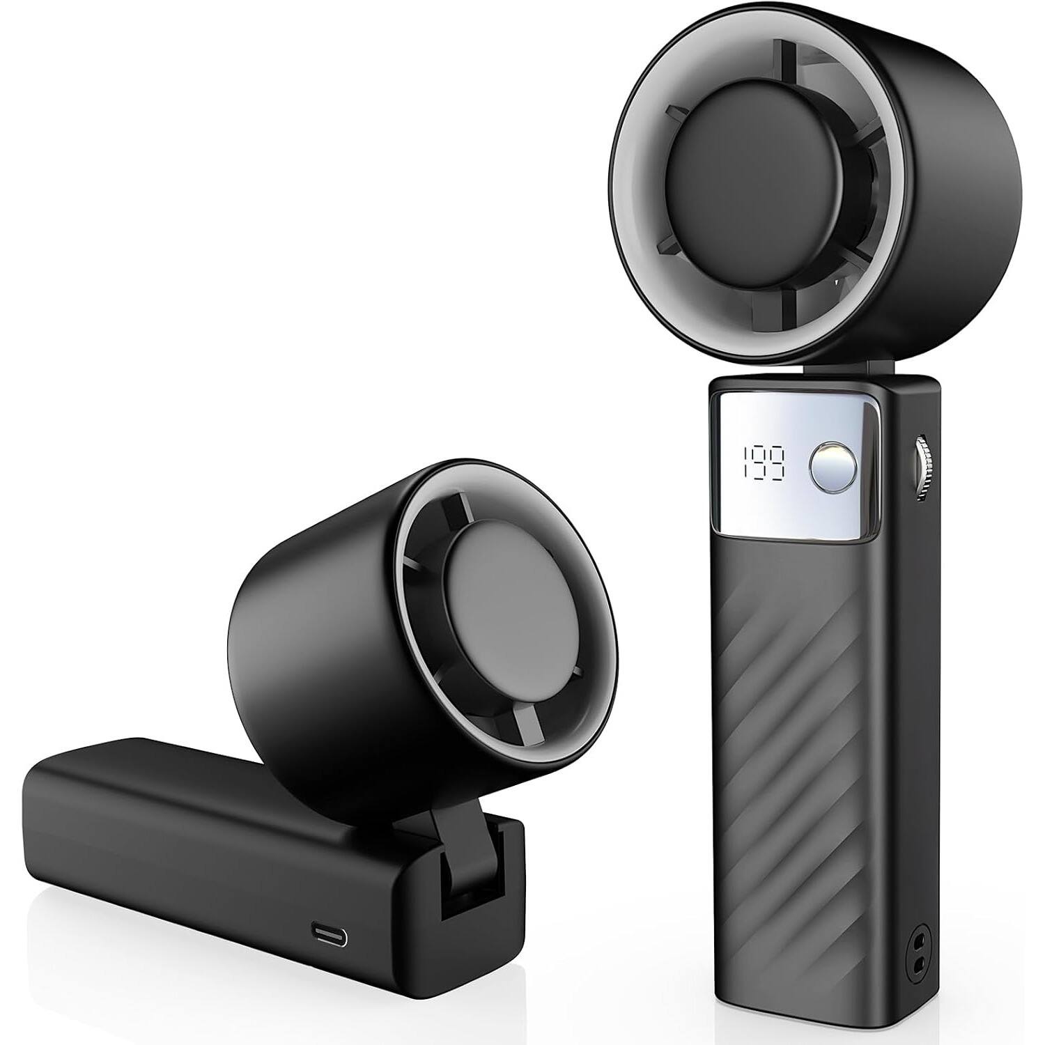 Front. Schertz - Foldable Mini Fan with Air Turbo Tech - Dark Black.