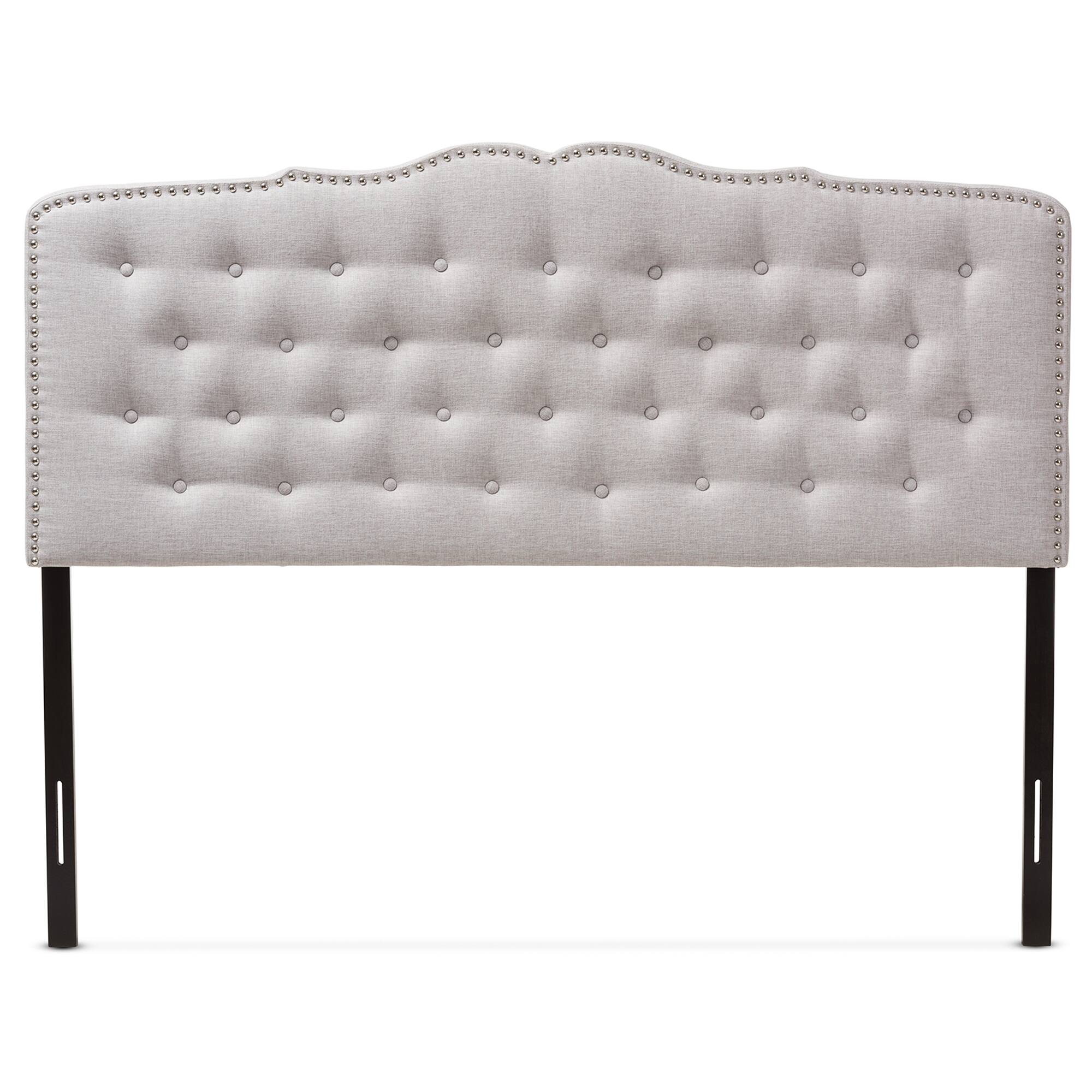 Angle. Baxton Studio - Lucy Modern and Contemporary Fabric Queen Size Headboard - Greyish Beige.