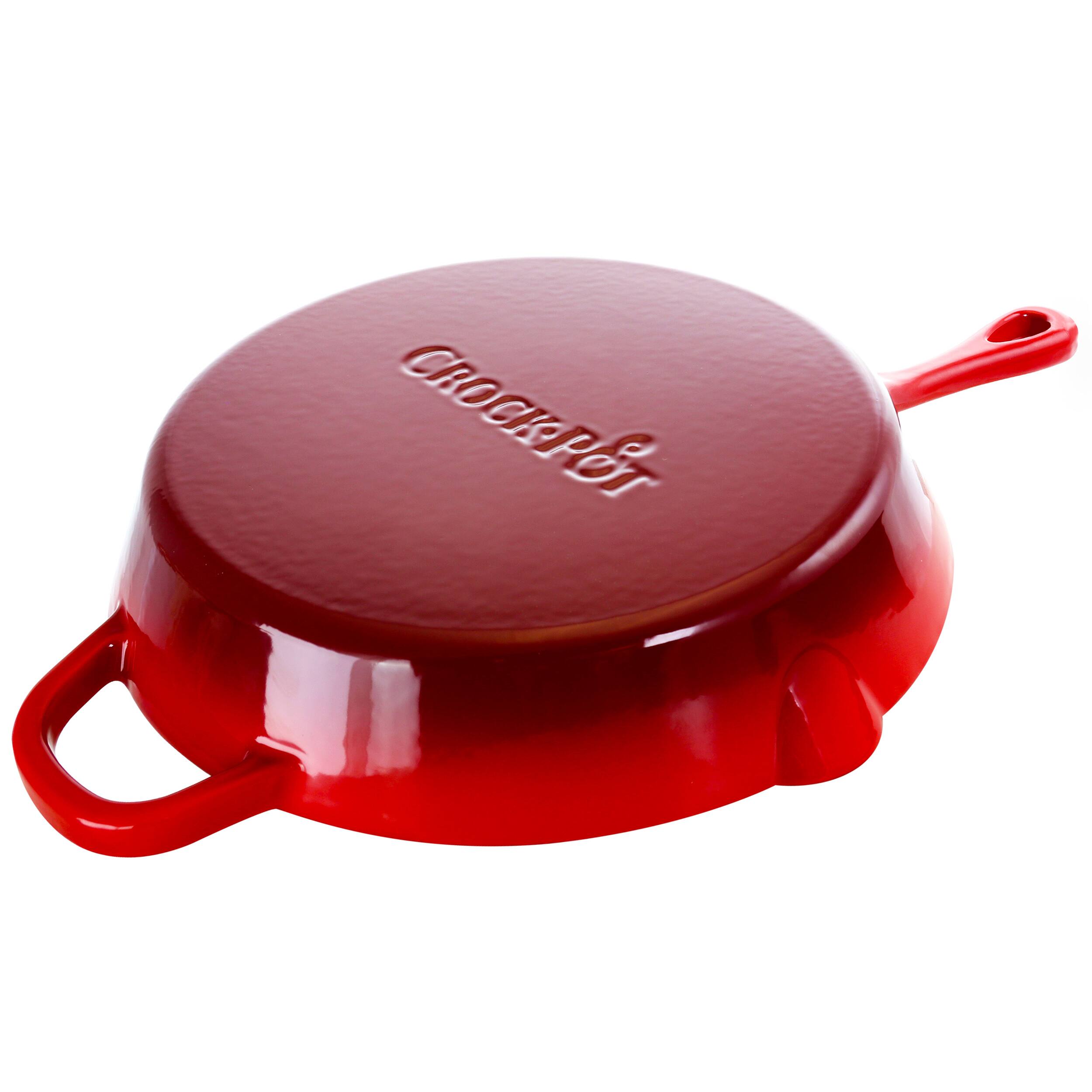 Alt View 2. Crock-Pot - Crock-Pot Artisan 12 Inch Enameled Cast Iron Skillet in Scarlet Red - Red.