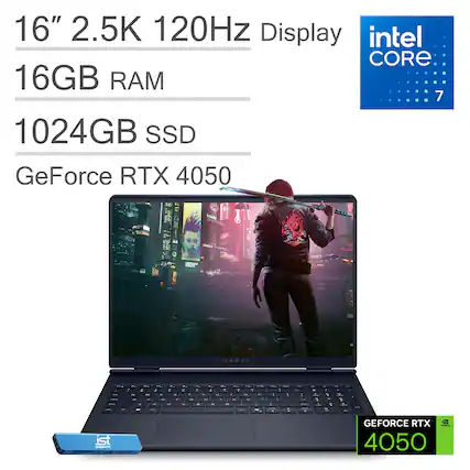 16" 2.5K 120Hz Display
Intel Core 7
16GB RAM
1024GB SSD
GeForce RTX 4050