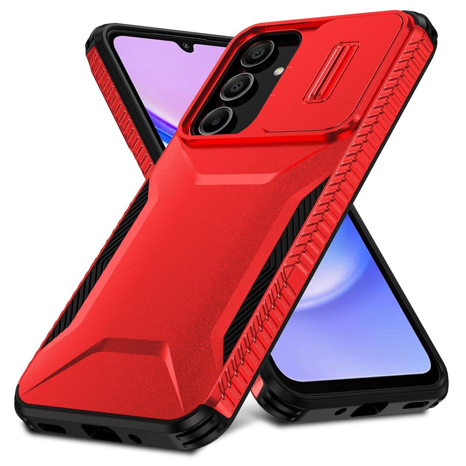 Angle. UUCOVER - For Samsung Galaxy A16 5G/4G Dual Layer Case with Sliding Lens Cover, Anti-slip Bumper Drop Protection Slim Phone Shell - Red.