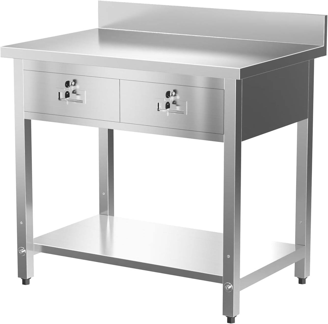 Front. Winado - 36 x 24" Stainless Steel Table Metal Prep & Work Table Heavy Duty Workbench with 2 Drawers for Garage & Kitchen & Home - Silver.