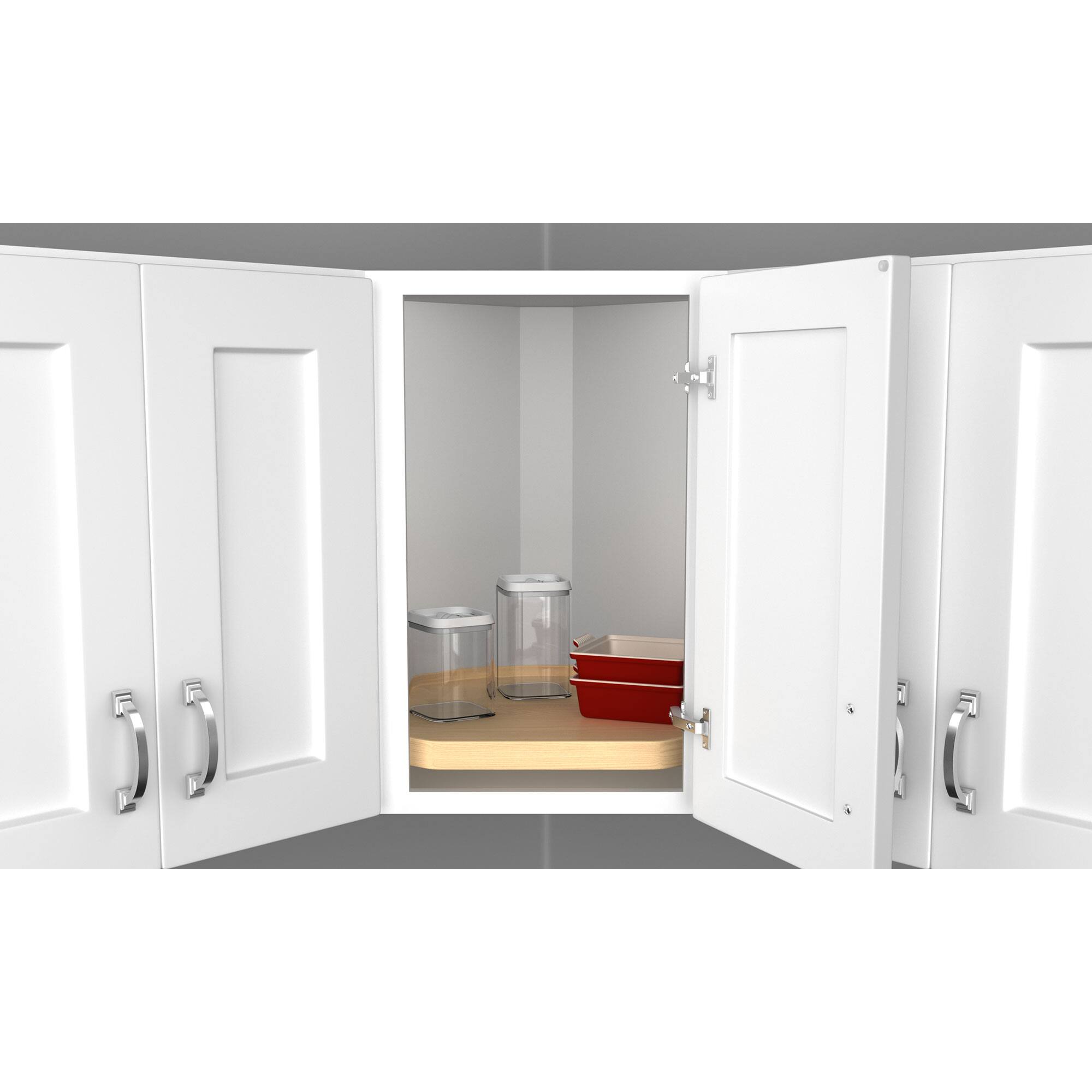 Alt View 1. Rev-A-Shelf - Rev-A-Shelf 22" Lazy Susan D-Shaped w/ Swivel Bearings, 4WLS201-22-BS52 - Natural.