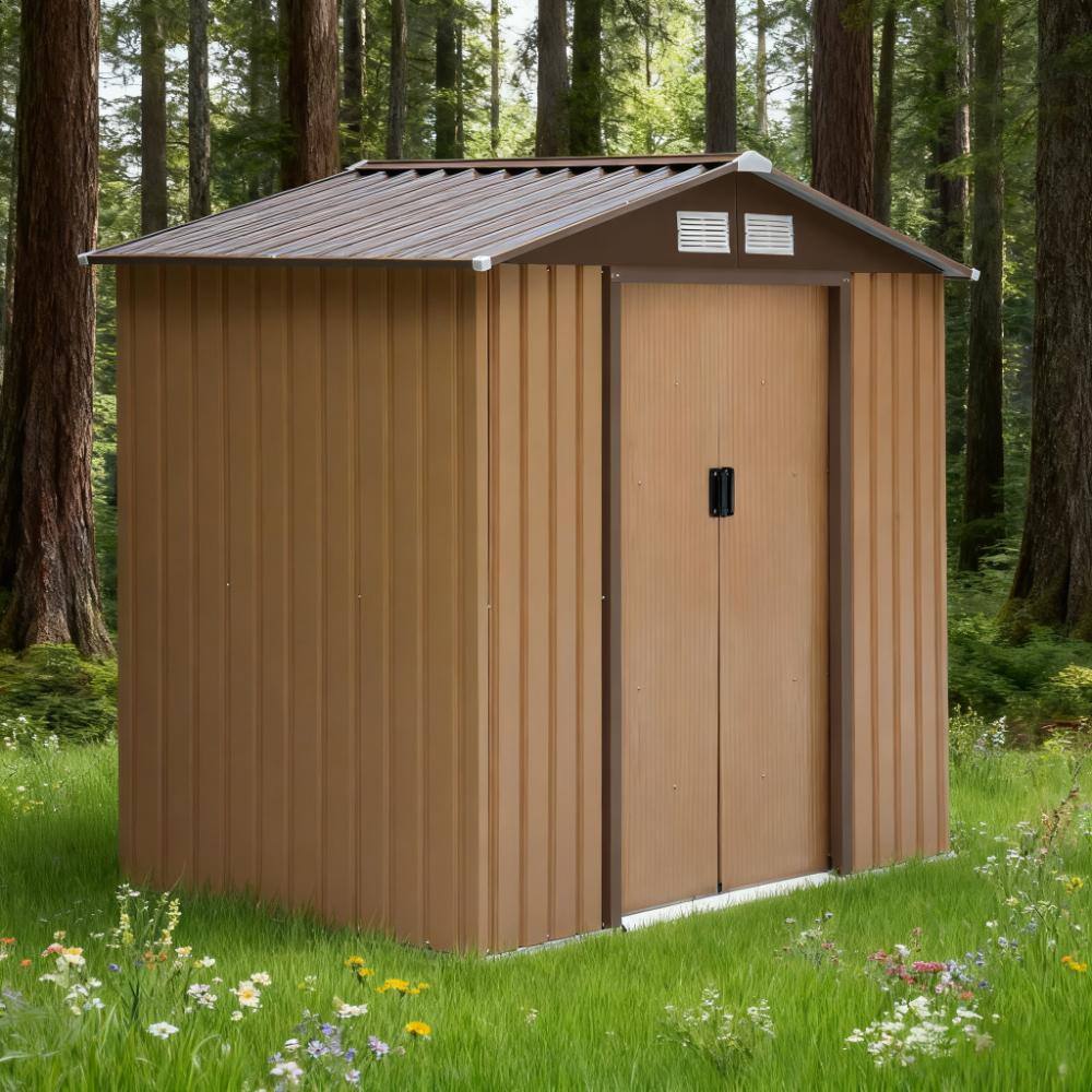 Alt View 2. TinyHomie - 7FT x 4FT Outdoor Storage Shed Garden Tool House with Foundation Kit Vents.