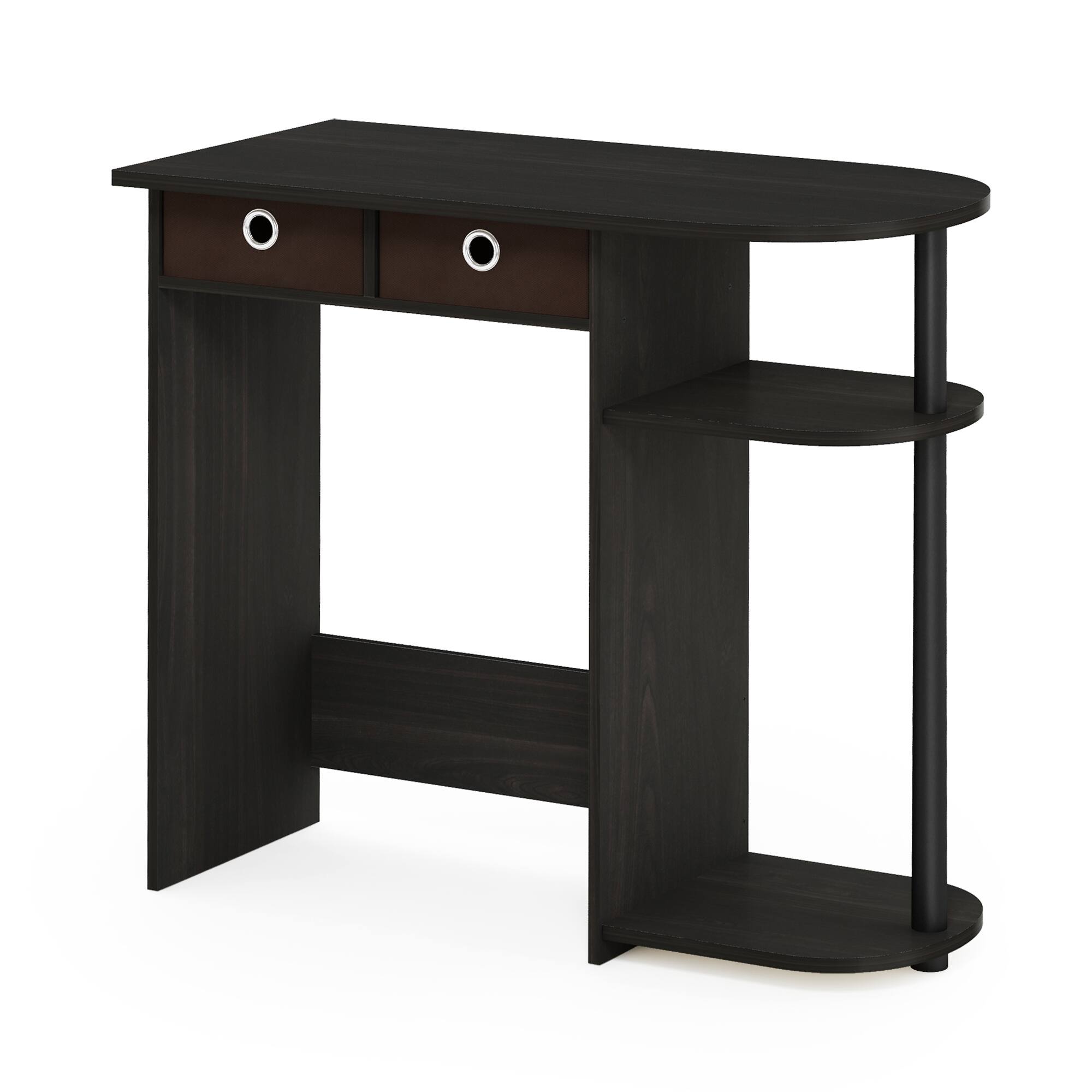 Alt View 2. Furinno - JAYA 32-Inch Black Entryway Table with 2 Fabric Drawers, Console Table with Open Shelves, Behind Sofa Couch Tables - Espresso/Black/Brown.
