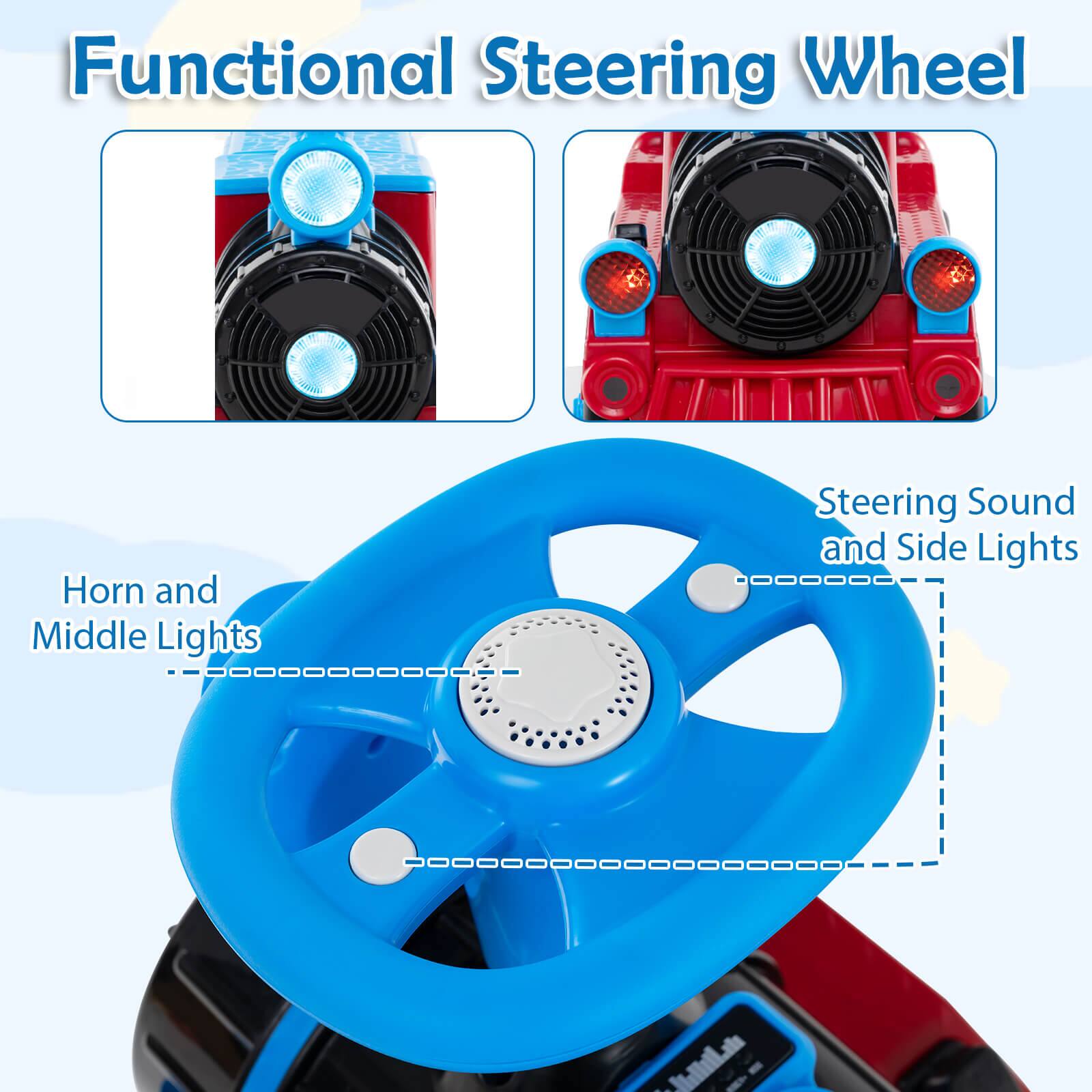 Functional Steering Wheel

- Horn and Middle Lights
- Steering Sound and Side Lights