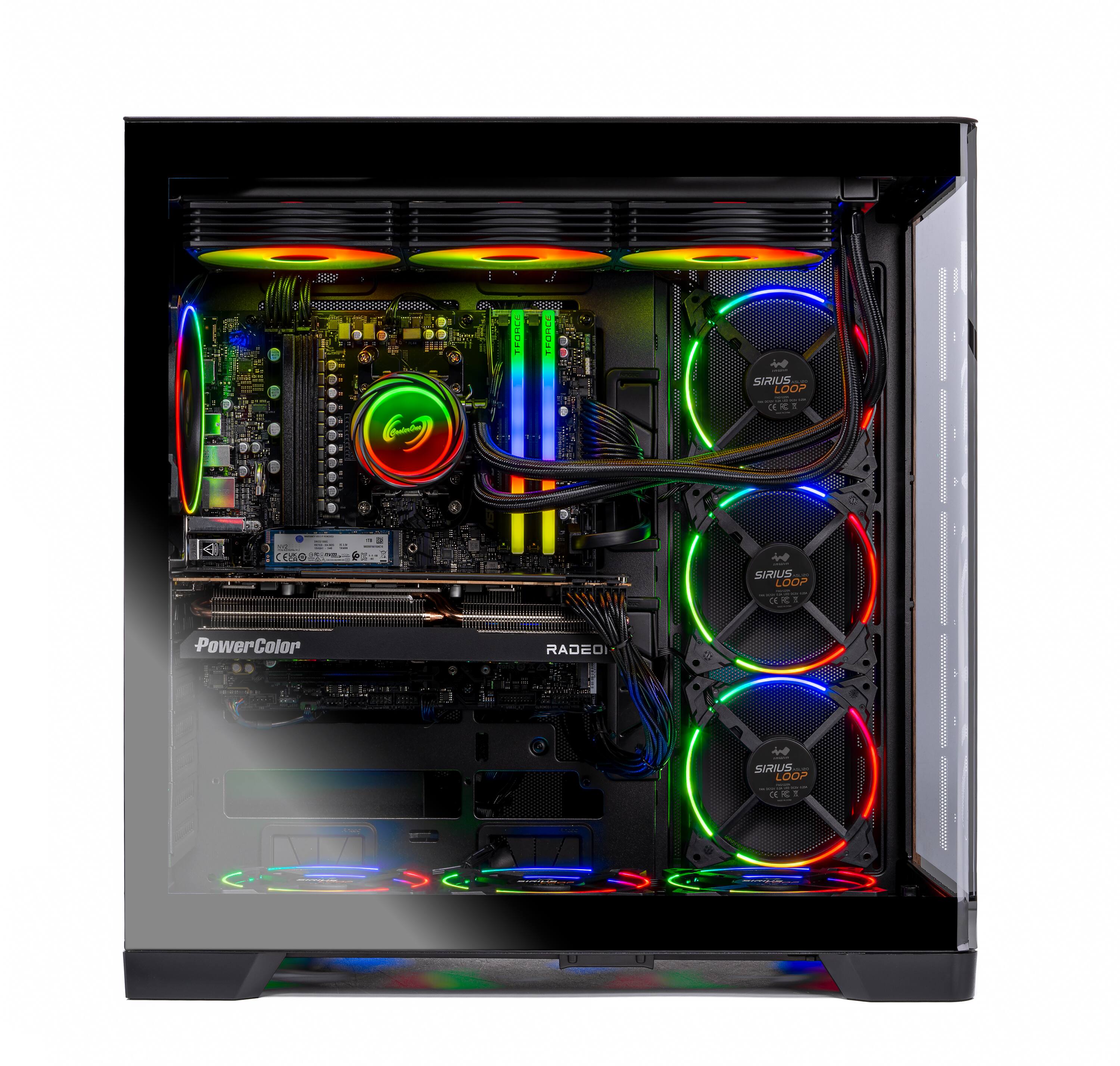 PowerColor is a brand of computer components, including graphics cards, that are known for their high-quality products and innovative designs. The image shows a close-up of a PowerColor computer system, which features a customized case with a rainbow light effect. The system is equipped with a powerful graphics card and a cooling system to ensure optimal performance. The PowerColor brand is known for its commitment to delivering cutting-edge technology and exceptional performance to its customers.