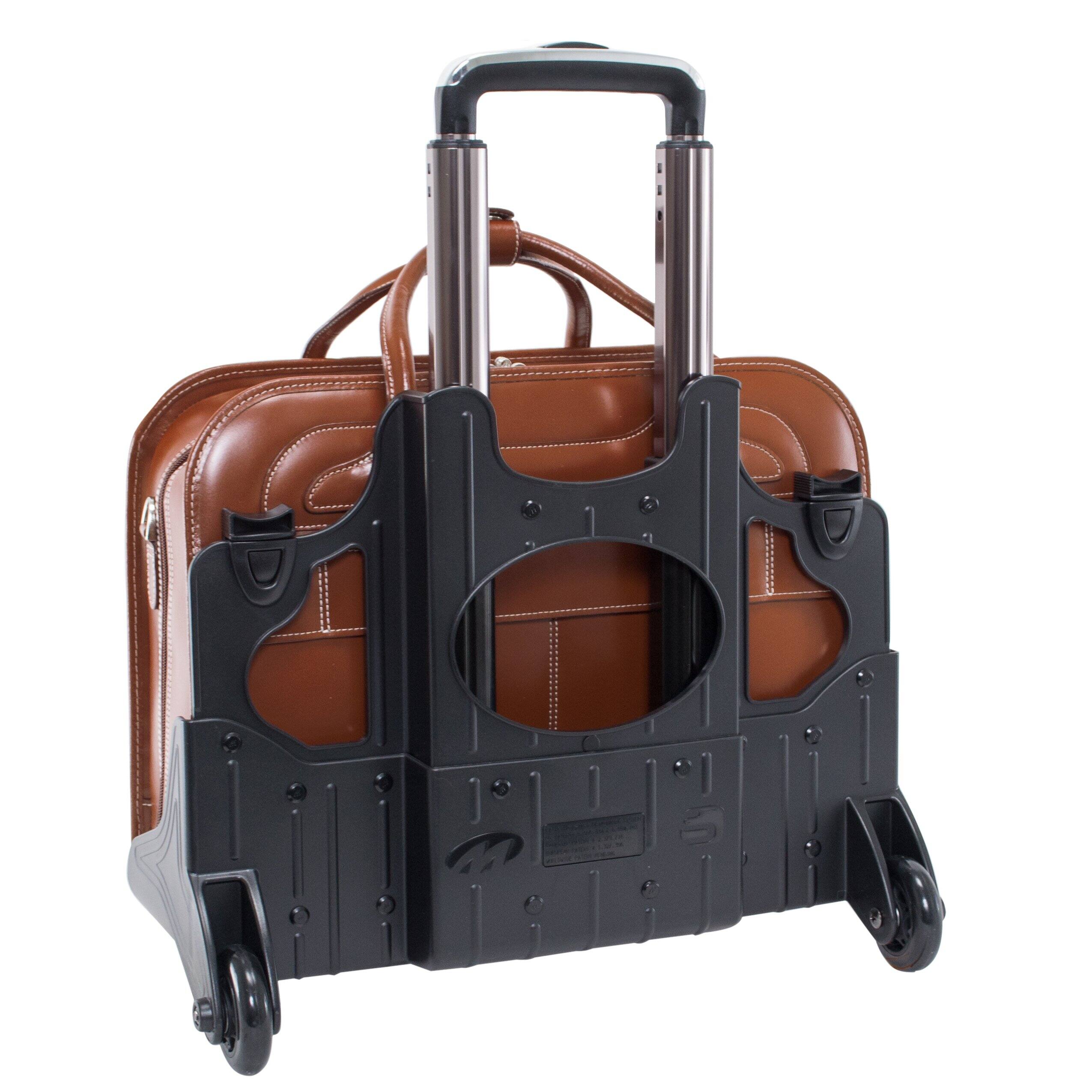 Alt View 5. McKlein - WILLOWBROOK 17" Leather Detachable Wheeled Laptop Briefcase Tablet Bag Rolling Overnight Travel Removable Trolley Case - Brown.