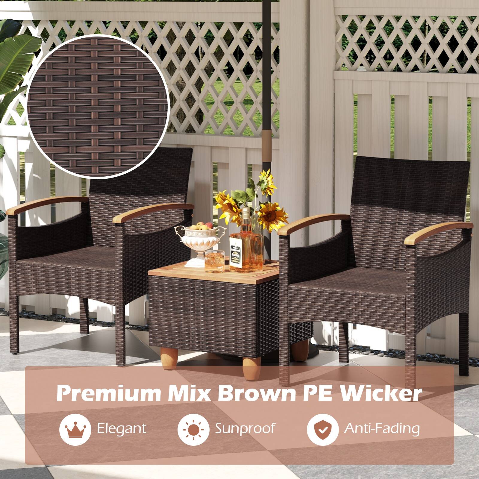 Premium Mix Brown PE Wicker

Elegant  
Sunproof  
Anti-Fading