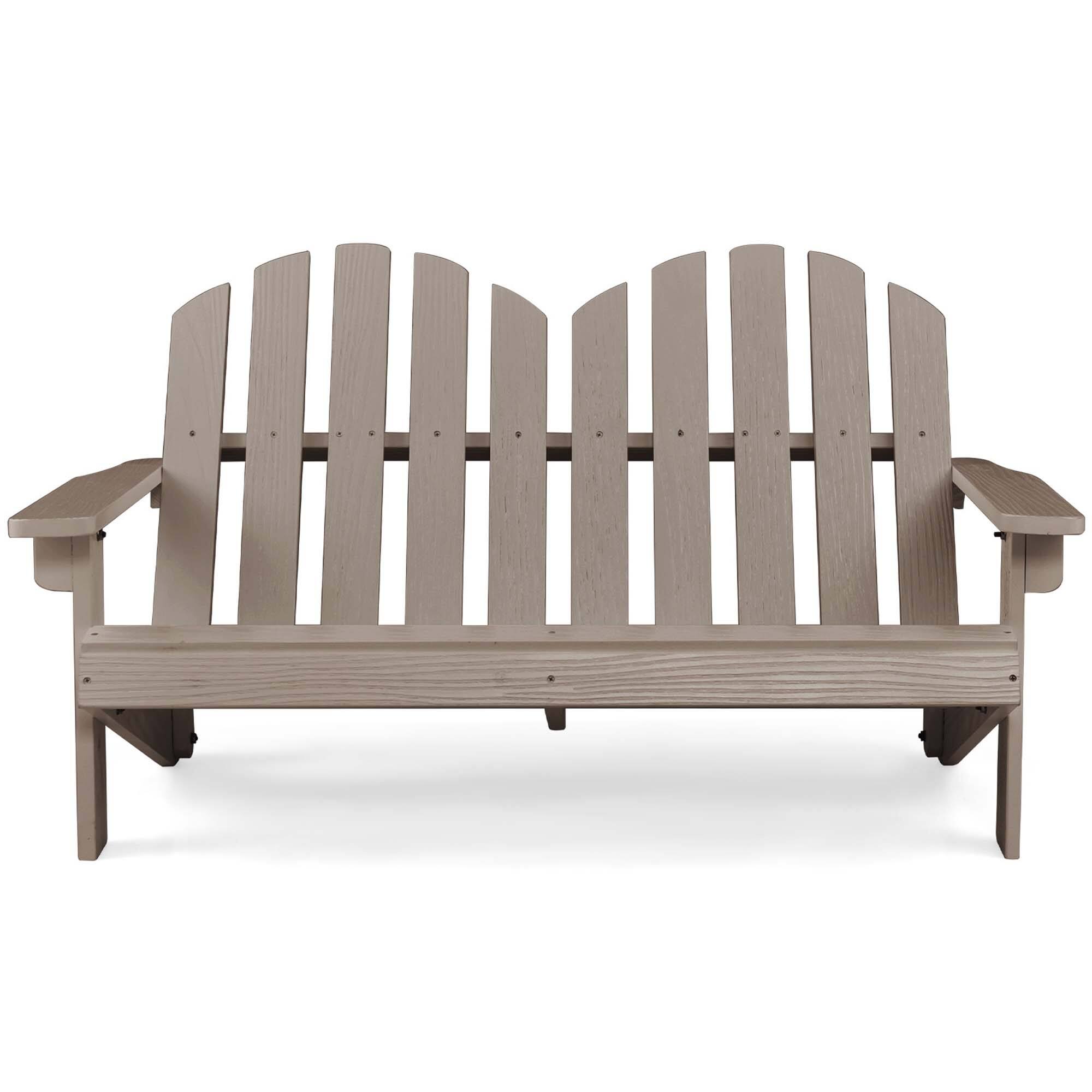 Alt View 5. Costway - 2 Person Adirondack Chair Kid Solid Wood Loveseat Backrest Arm Rest Patio - Gray.