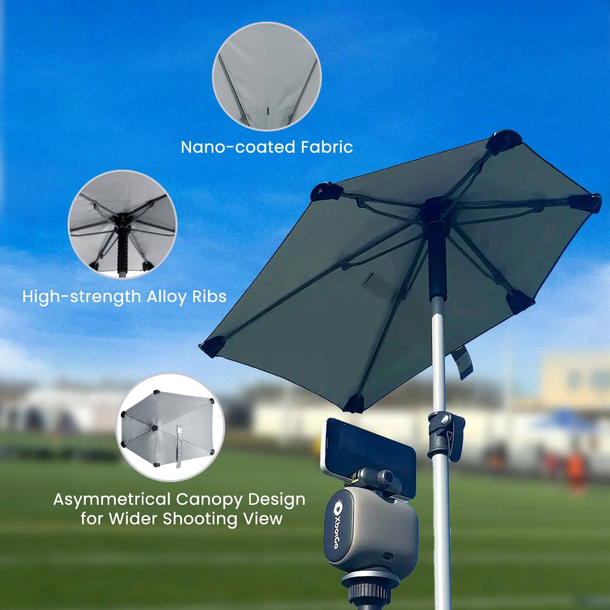 Nano-coated Fabric  
High-strength Alloy Ribs  
Asymmetrical Canopy Design for Wider Shooting View