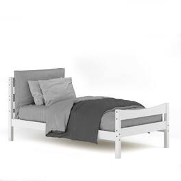 Ecooso - Twin Size Platform Bed Frame with Headboard and Footboard for Guest Room - White