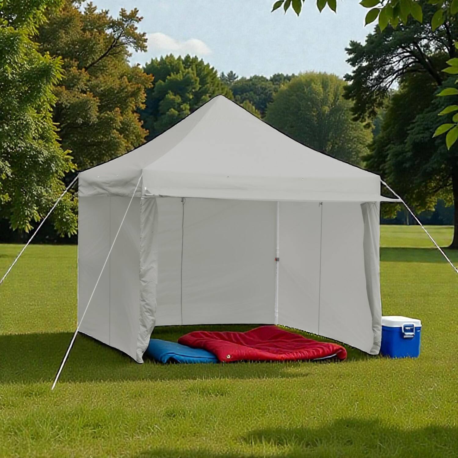 Front. Hivvago - 10x10 Ft Easy Setup Gazebo with Removable Walls and Oversized Awning - Gray.