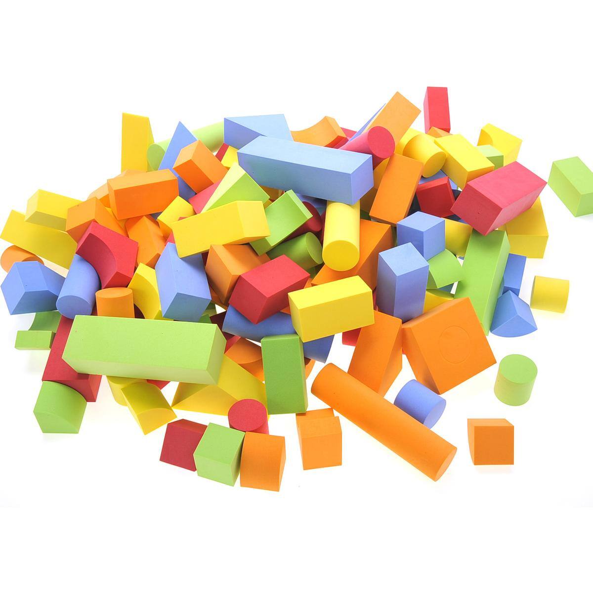 Left. JuzToys - 131 Pcs Educational EVA Foam Building Blocks, Soft Stacking Blocks, Baby Bath Foam Toy Set, Early Learning Construction - Multicolored.